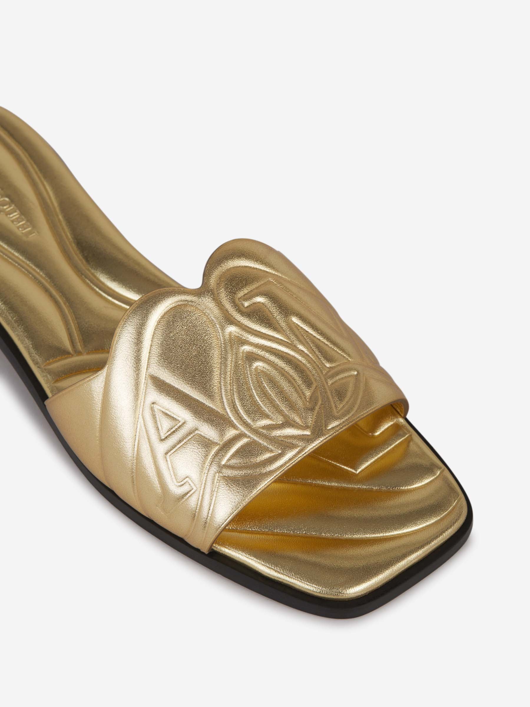 Outlet online McQueen Mujer Sandalias Piel Logo color Dorado sku 800-005205 01 - Foto 5