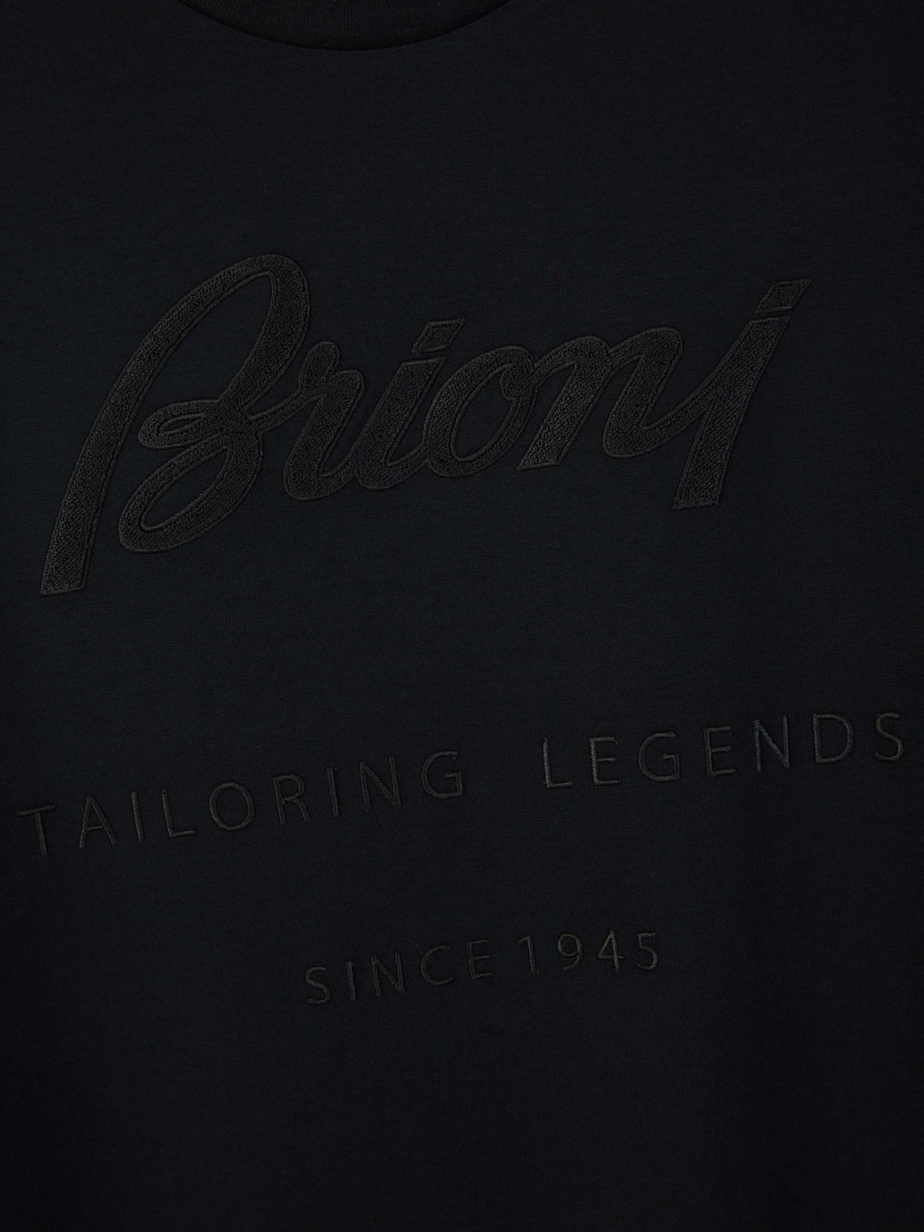 Outlet online Brioni Hombre Camiseta Algodón Bordado color Negro sku 553-003572 01 - Foto 4
