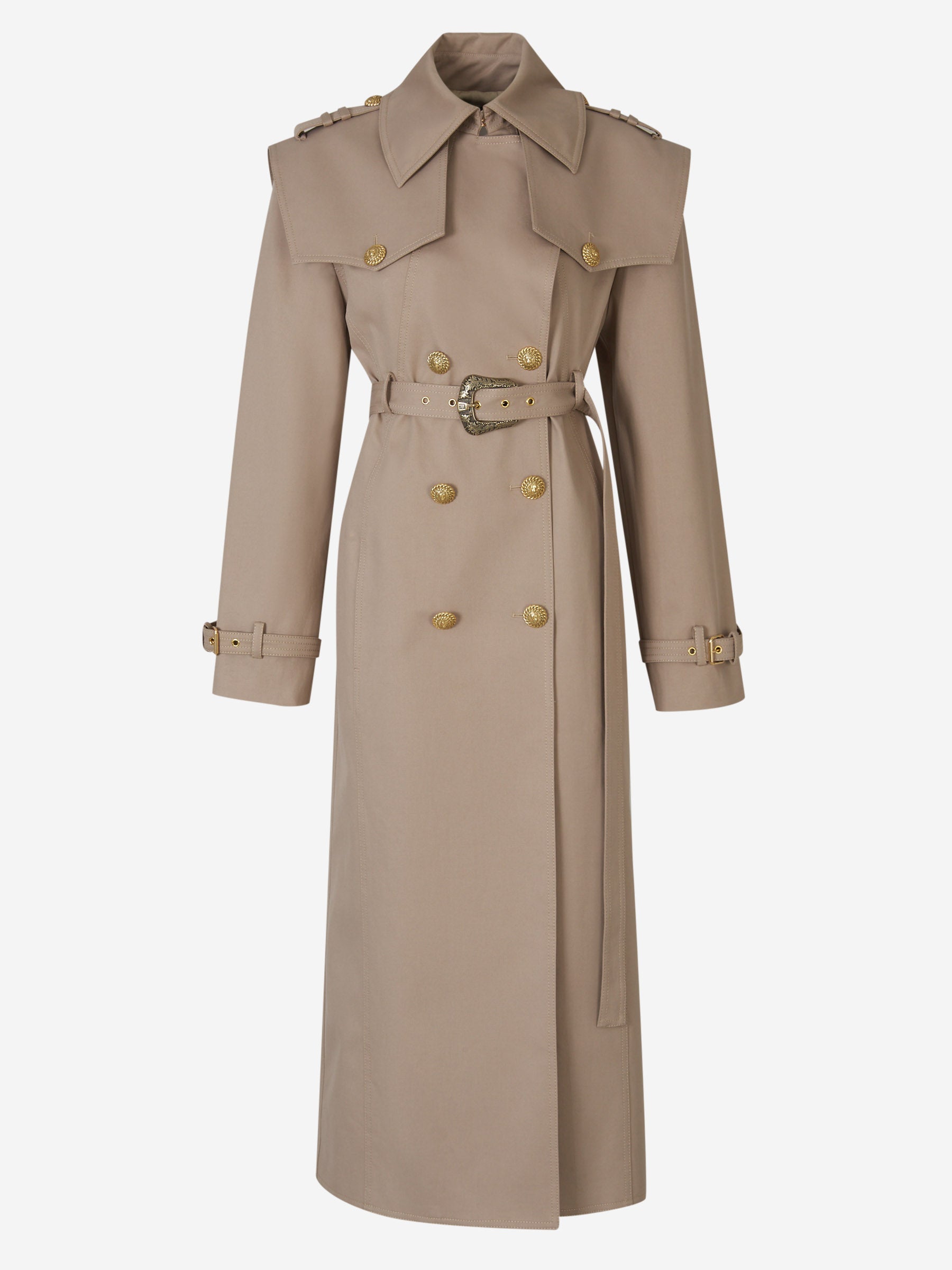 Outlet online Balmain Mujer Gabardina Maxi Algodón color Topo sku 773-000209 01 - Foto 1