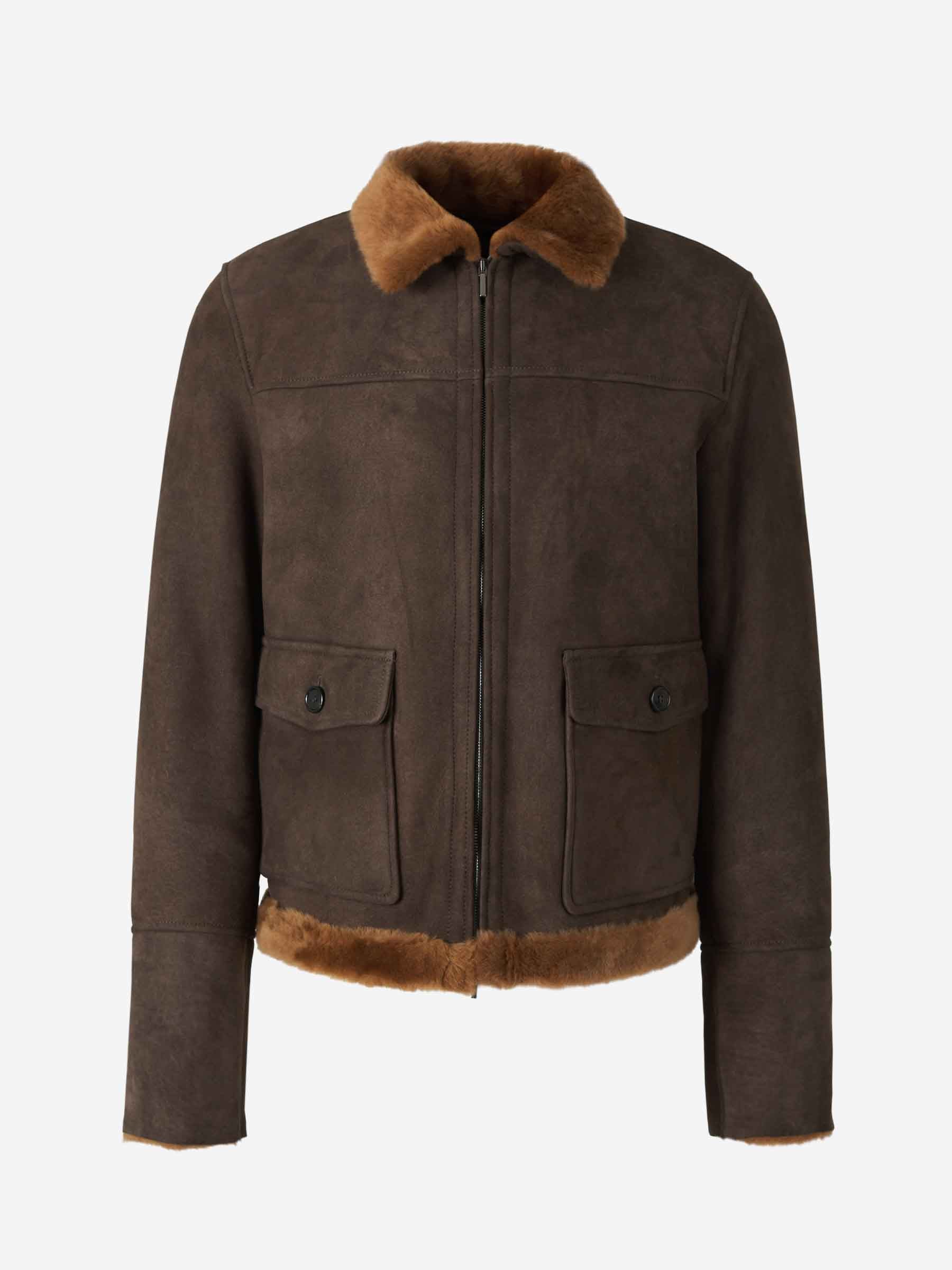 Outlet online Santa Eulalia Hombre Cazadora Piel Ante color Marron Oscuro sku 511-000623 01 - Foto 1