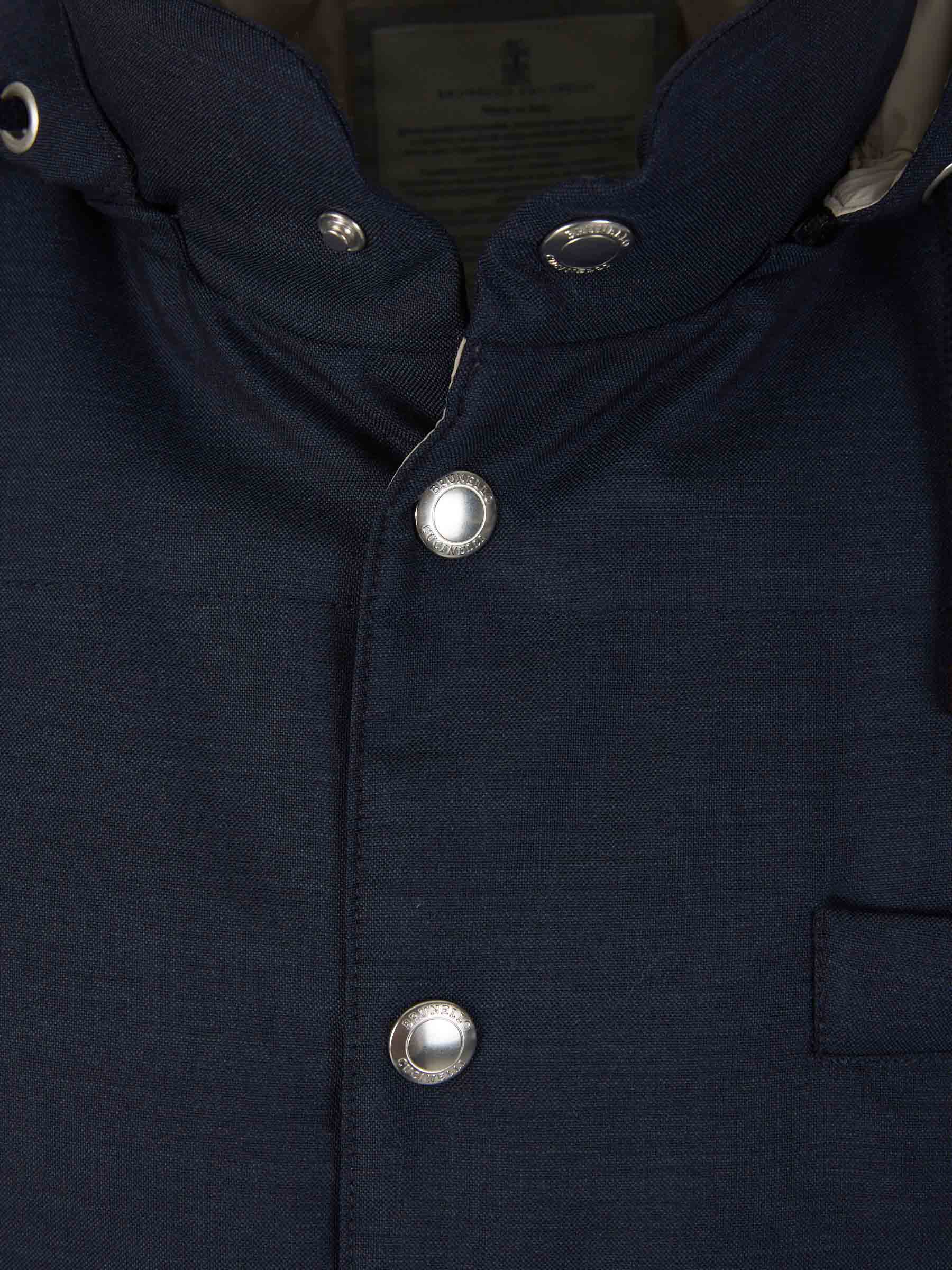 Outlet online Brunello Cucinelli Hombre Chaleco Lana Capucha color Azul Noche sku 544-000545 01 - Foto 3