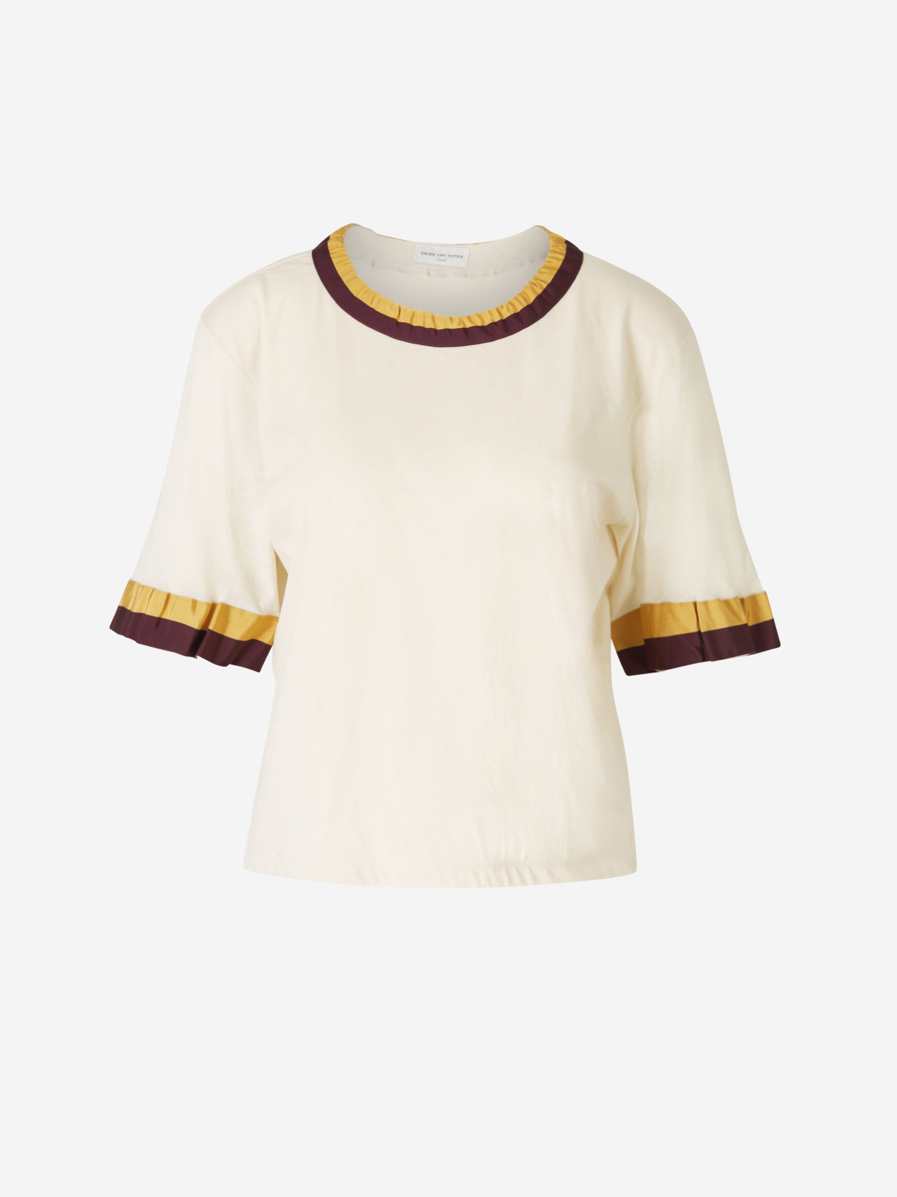 Outlet online Dries Van Noten Mujer Camiseta Ribetes Contraste color Crema sku 782-001571 01 - Foto 1