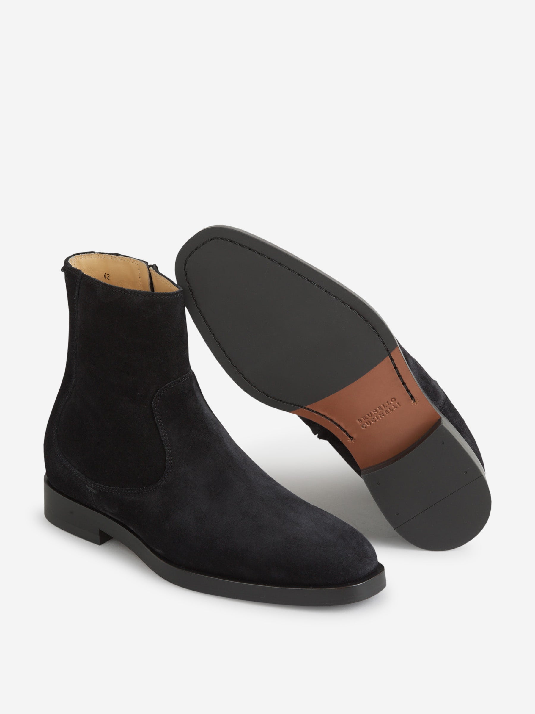 Outlet online Brunello Cucinelli Hombre Botas Piel Ante color Azul Noche sku 611-004458 01 - Foto 5
