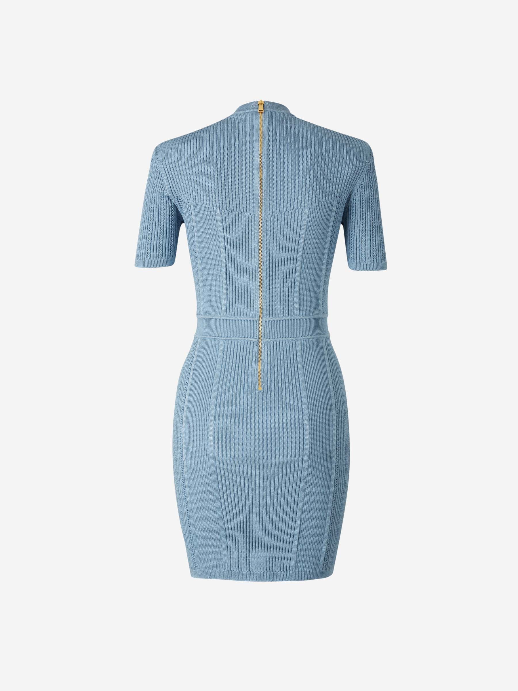 Outlet online Balmain Mujer Vestido Mini Punto color Azul sku 731-005953 01 - Foto 2