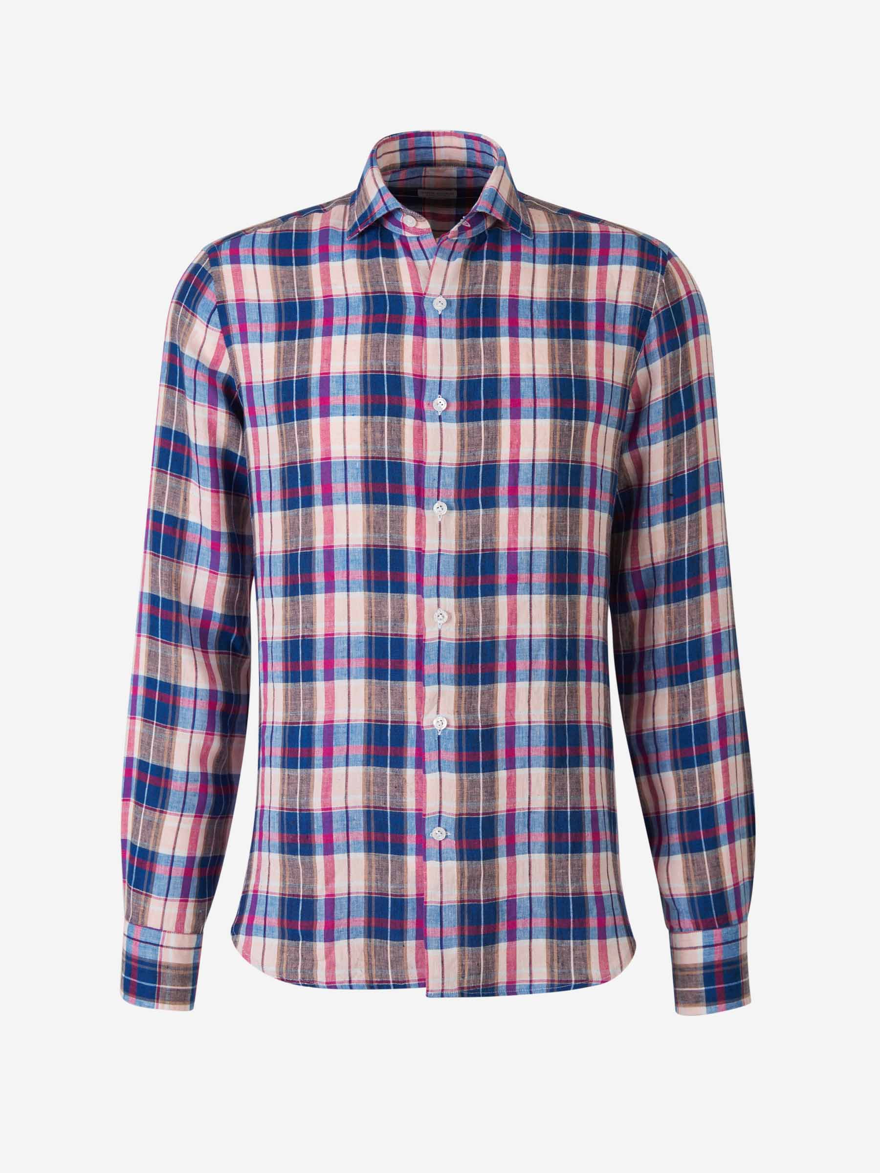 Outlet online Santa Eulalia Hombre Camisa Lino Cuadros color Fucsia sku 531-006258 01 - Foto 1