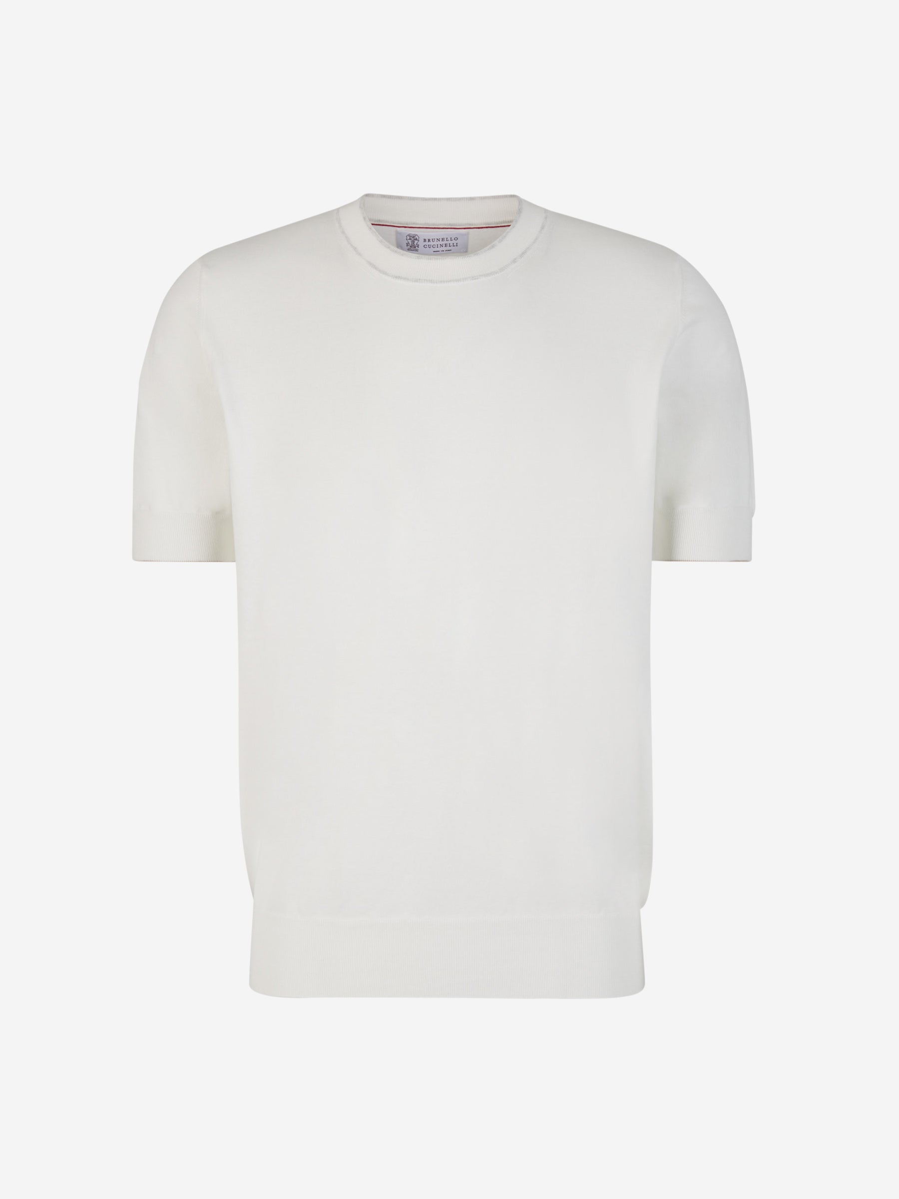 Outlet online Brunello Cucinelli Hombre Camiseta Punto Algodón color Blanco sku 553-003565 00 - Foto 2