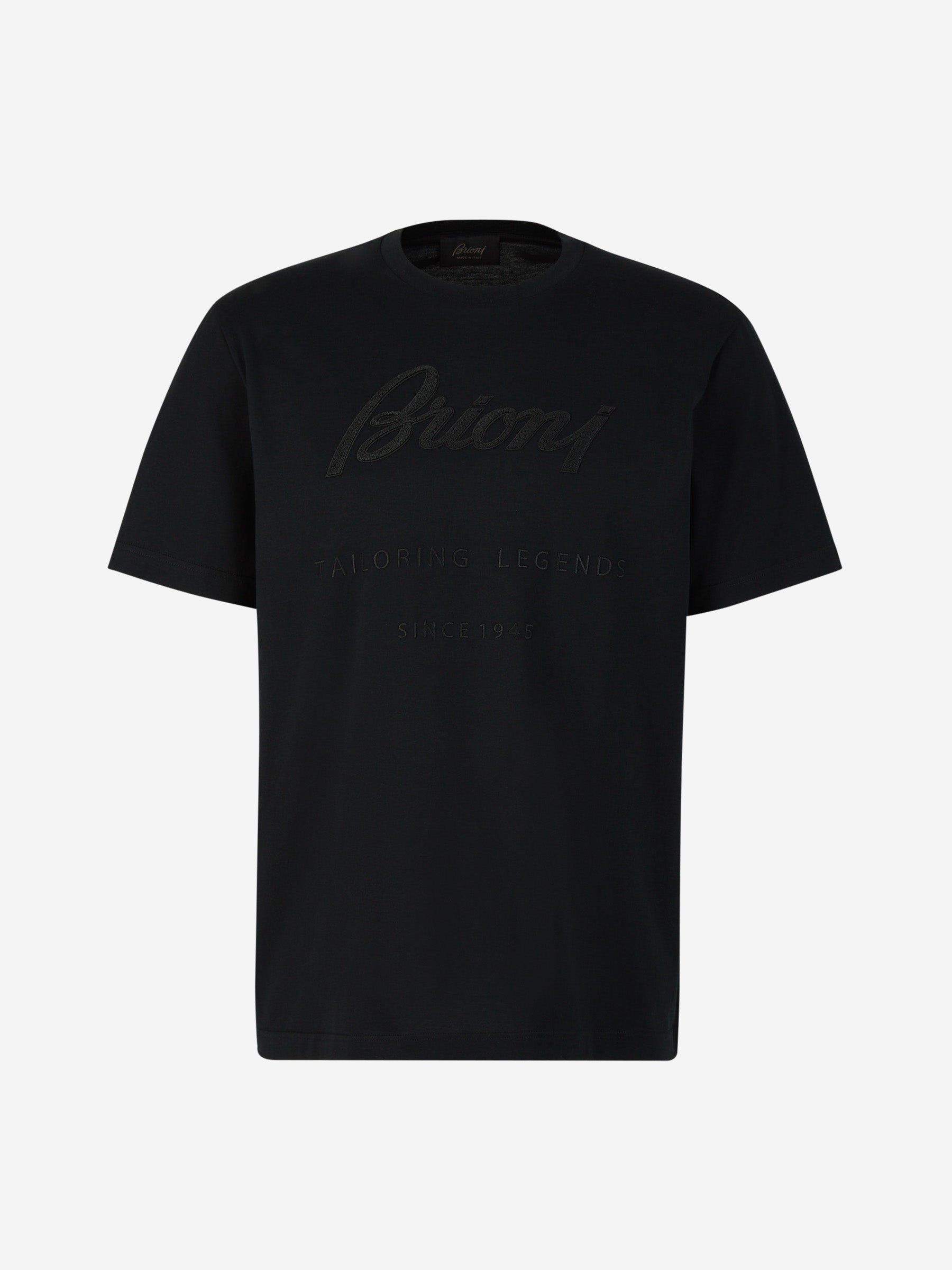Outlet online Brioni Hombre Camiseta Algodón Bordado color Negro sku 553-003572 01 - Foto 1