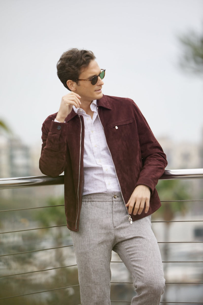 Outlet online Santa Eulalia Hombre Chaqueta Piel Ante color Burdeos sku 511-000513 01 - Foto 3