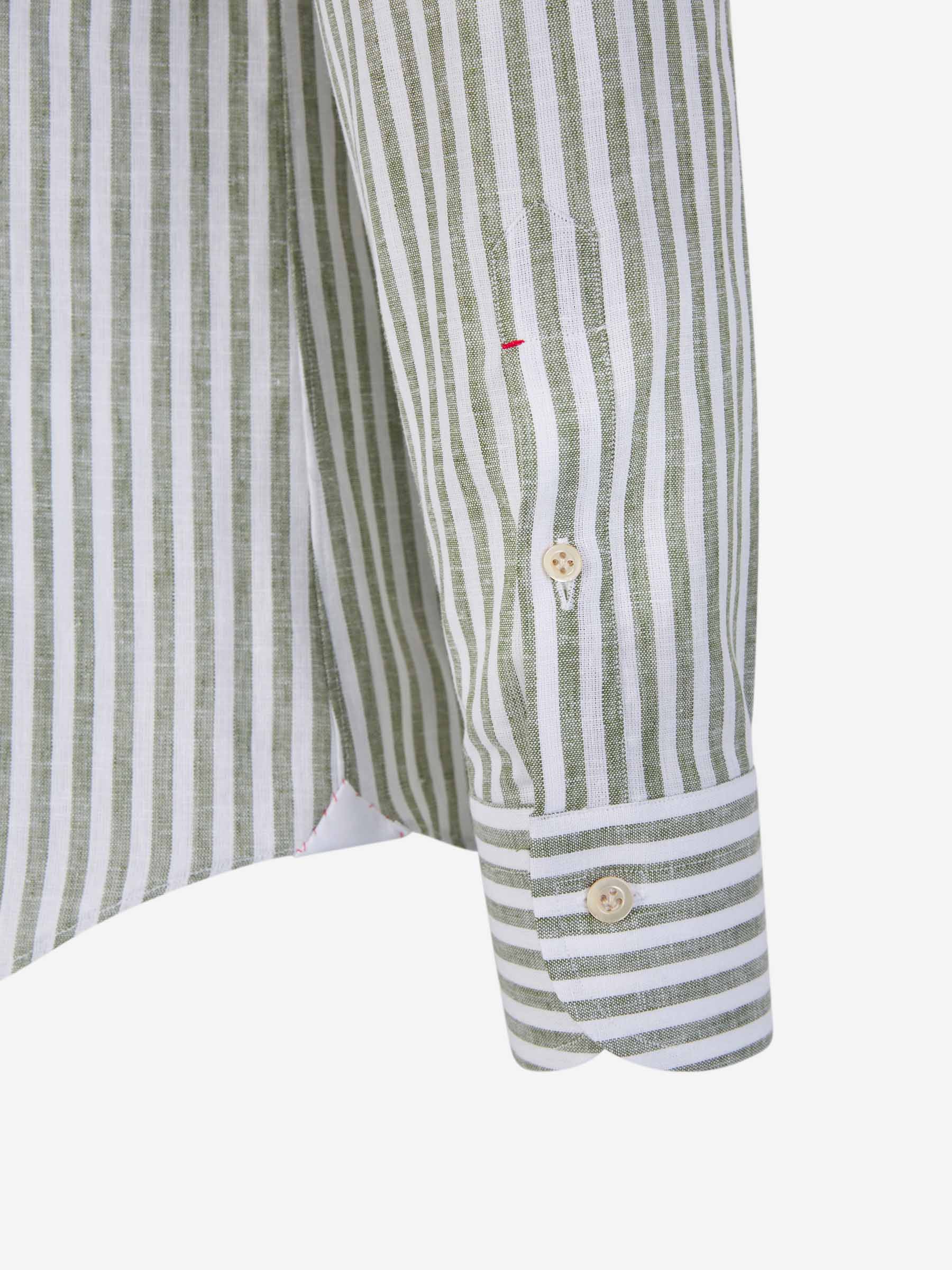 Outlet online Santa Eulalia Hombre Camisa Motivo Rayas Lino color Verde Menta sku 531-006240 01 - Foto 4