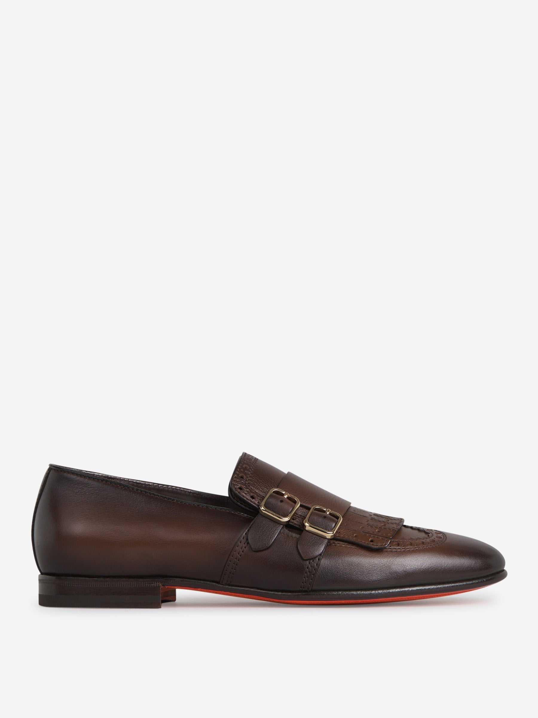 Outlet online Santoni Hombre Mocasines Doble Hebilla Flecos color Marrón Oscuro sku 611-004408 01 - Foto 1