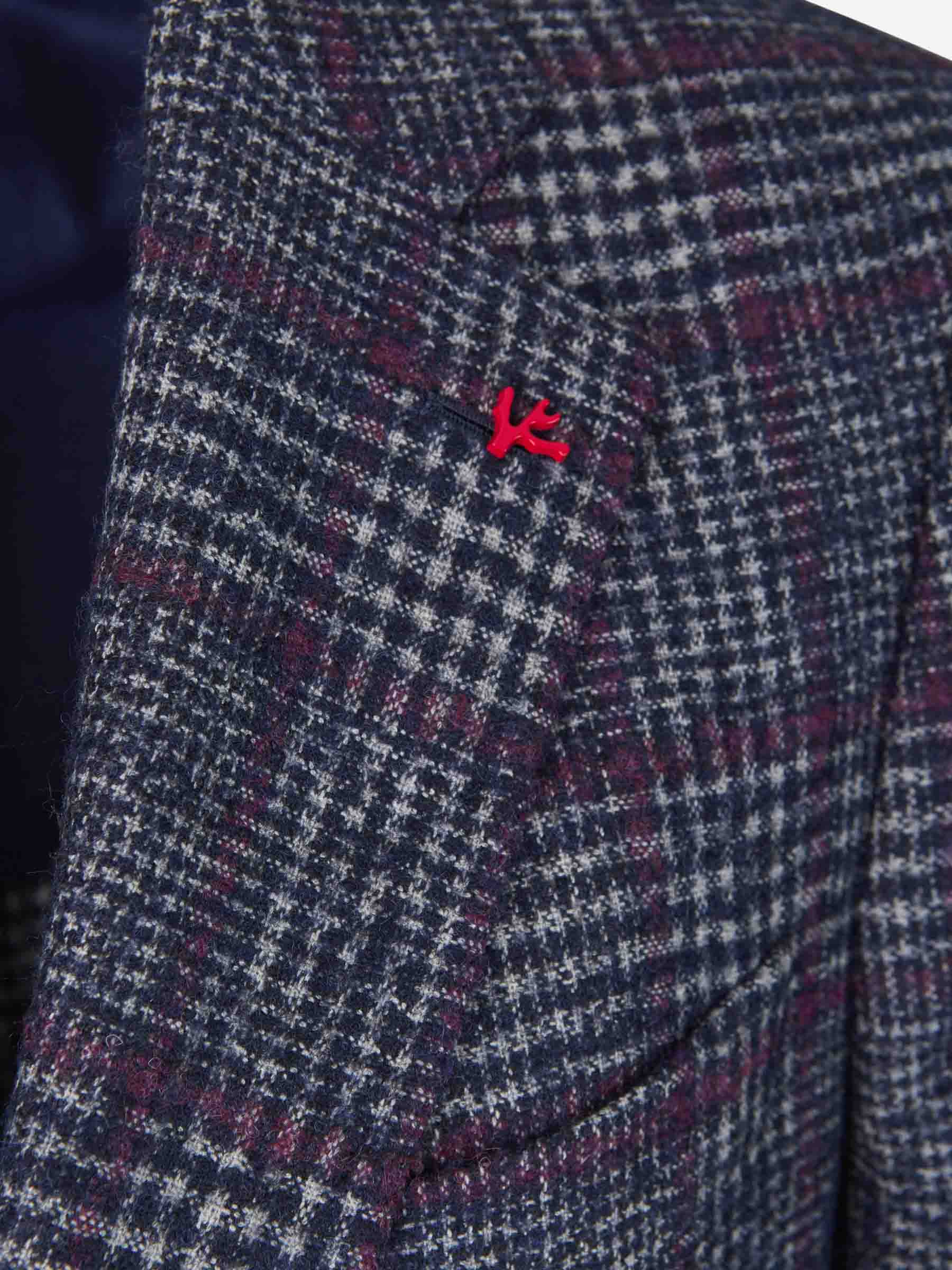 Outlet online Isaia Hombre Americana Motivo Cuadros color Azul Noche sku 302-003216 01 - Foto 3