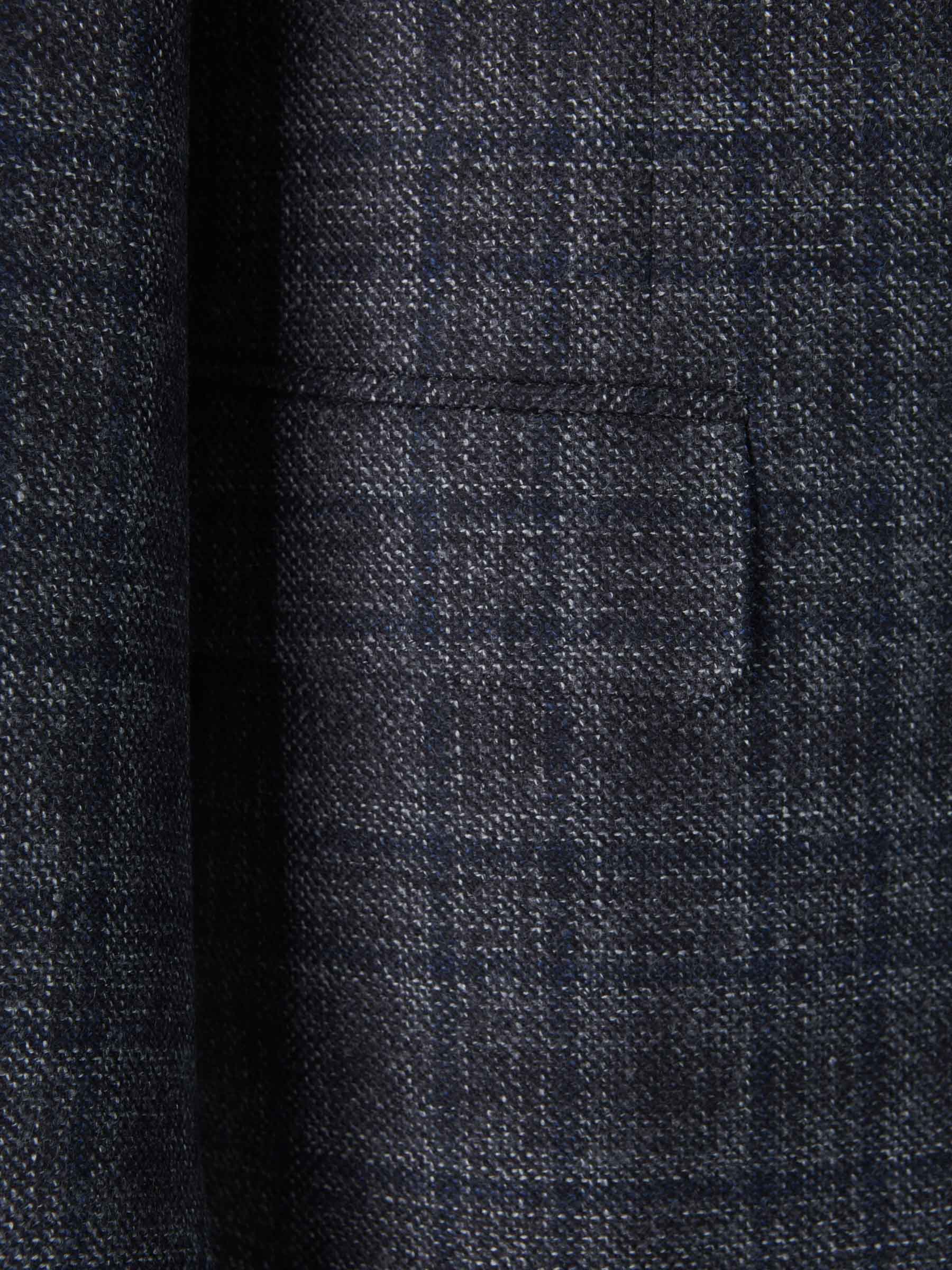 Outlet online Canali Hombre Americana Motivo Cuadros Lana color Gris Oscuro sku 302-003250 01 - Foto 4