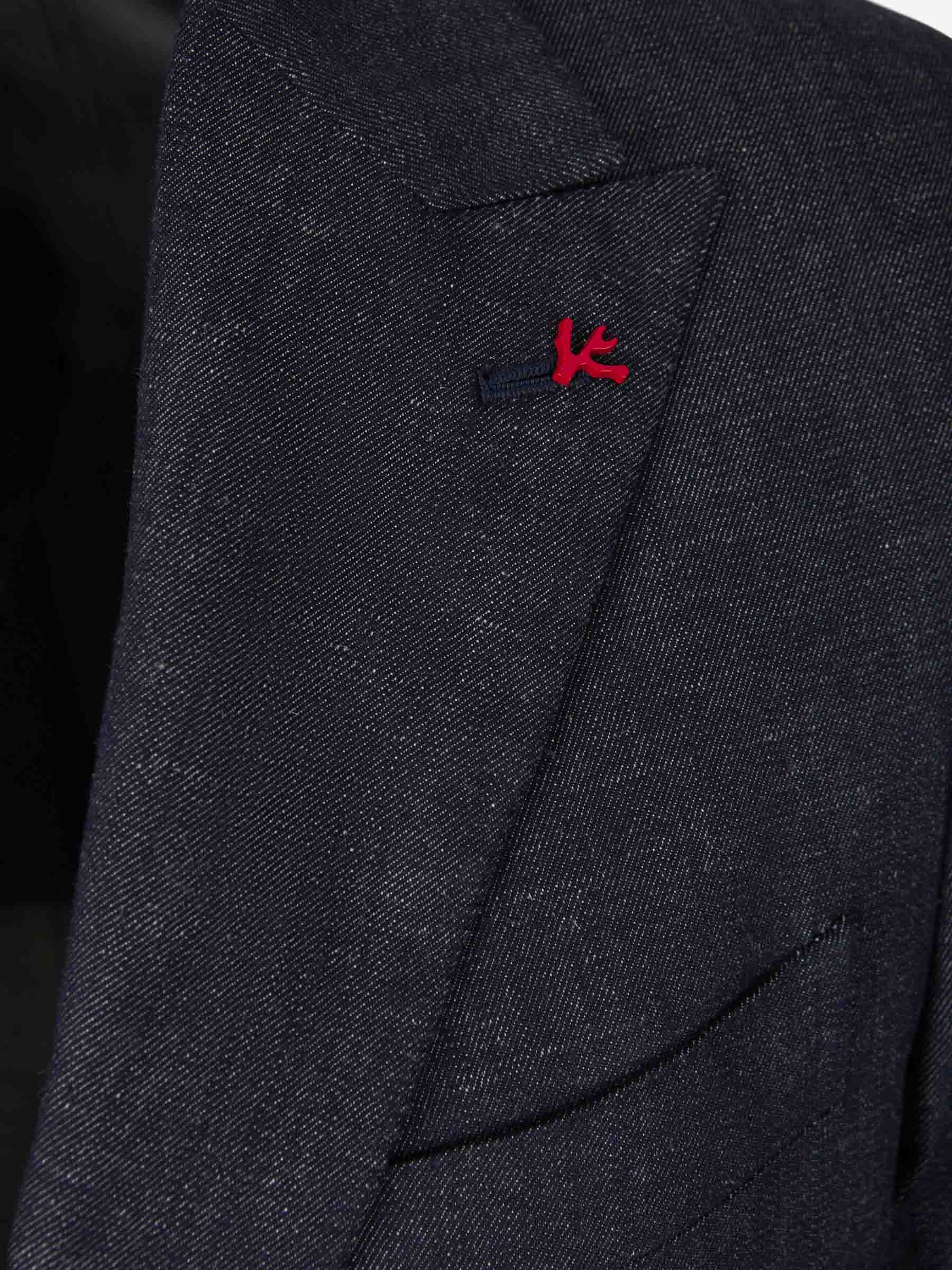 Outlet online Isaia Hombre Americana Mezcla Sarga color Azul Noche sku 302-003275 01 - Foto 3