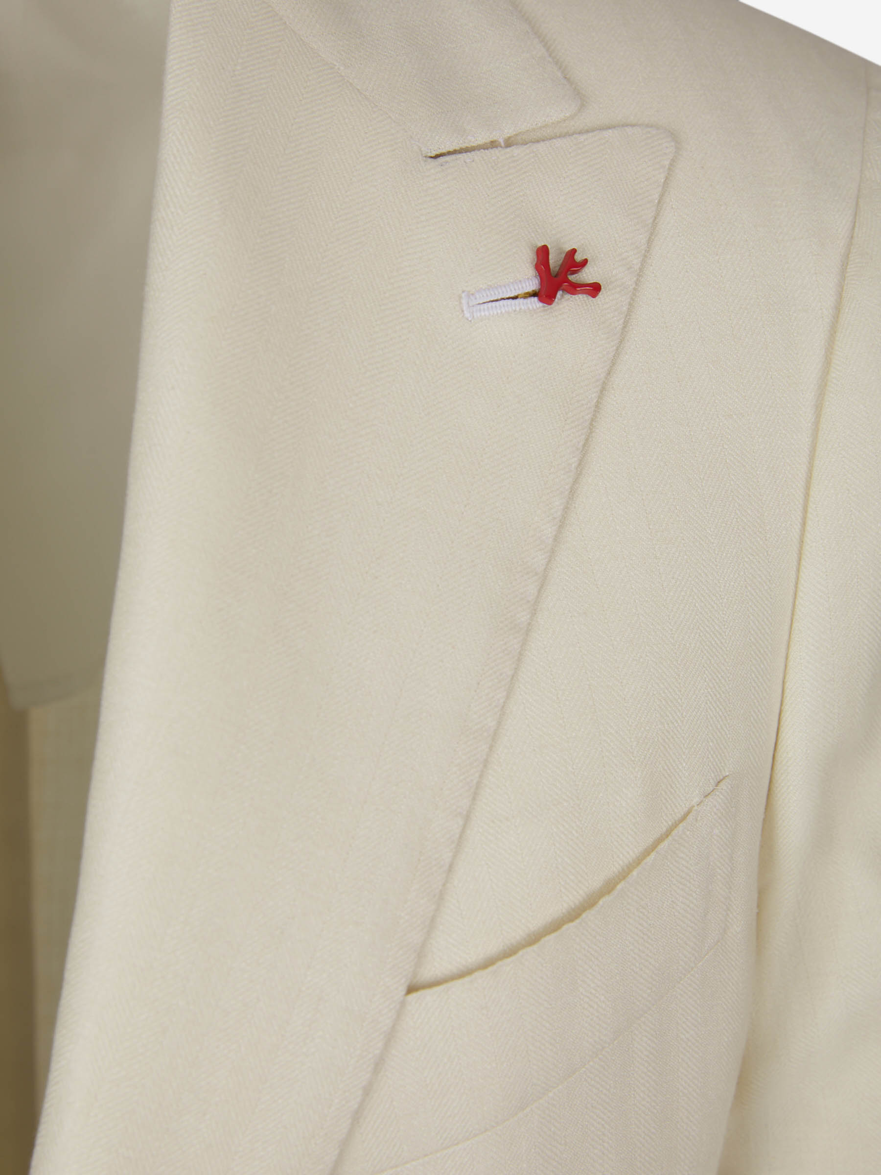 Outlet online Isaia Hombre Americana Mezcla Sarga color Marfil sku 302-003279 01 - Foto 3