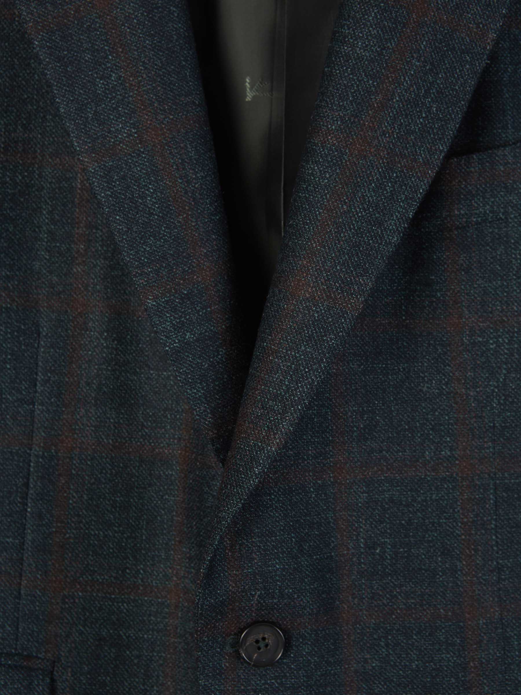 Outlet online Isaia Hombre Americana Lana Motivo Cuadros color Azul Noche sku 302-003383 01 - Foto 3