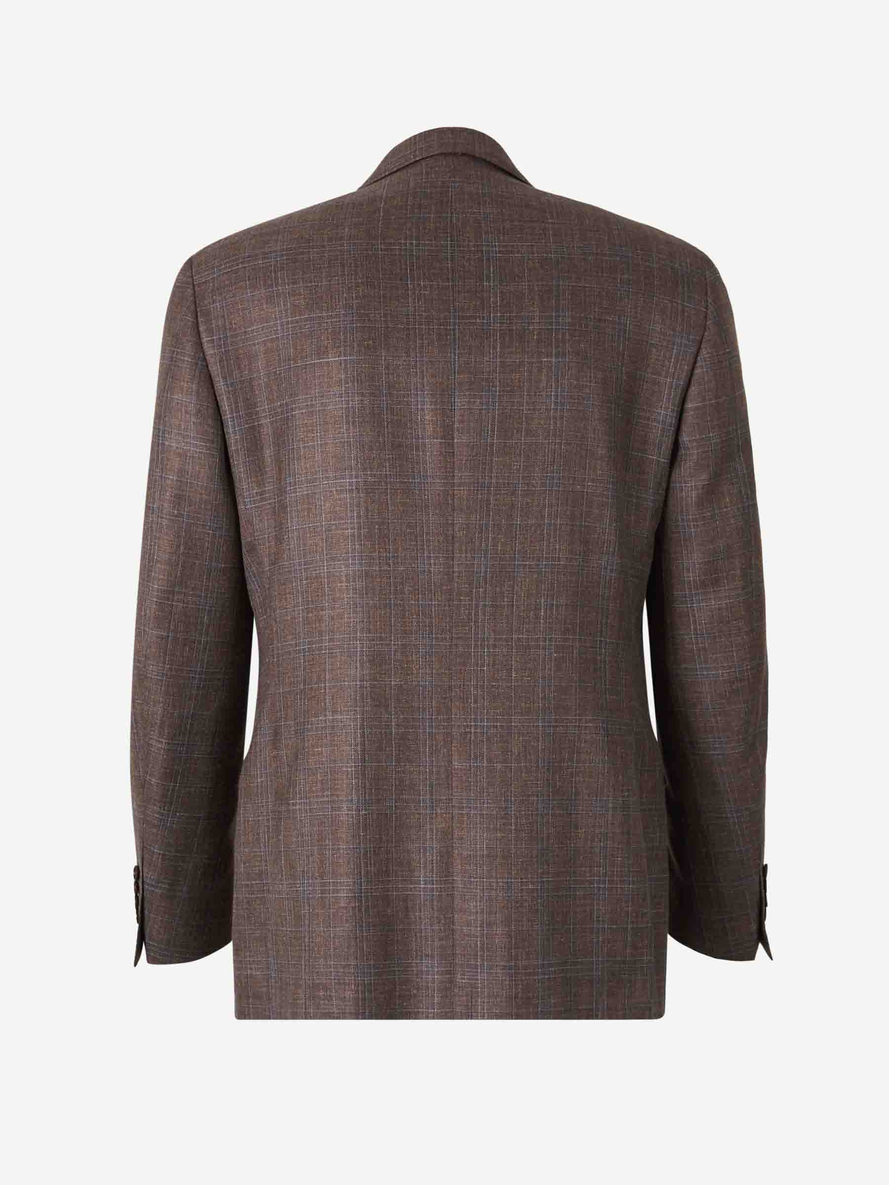 Canali Hombre Barcelona Americana Cuadros Lana color Marrón Oscuro sku 302-003550 01 - Foto 3