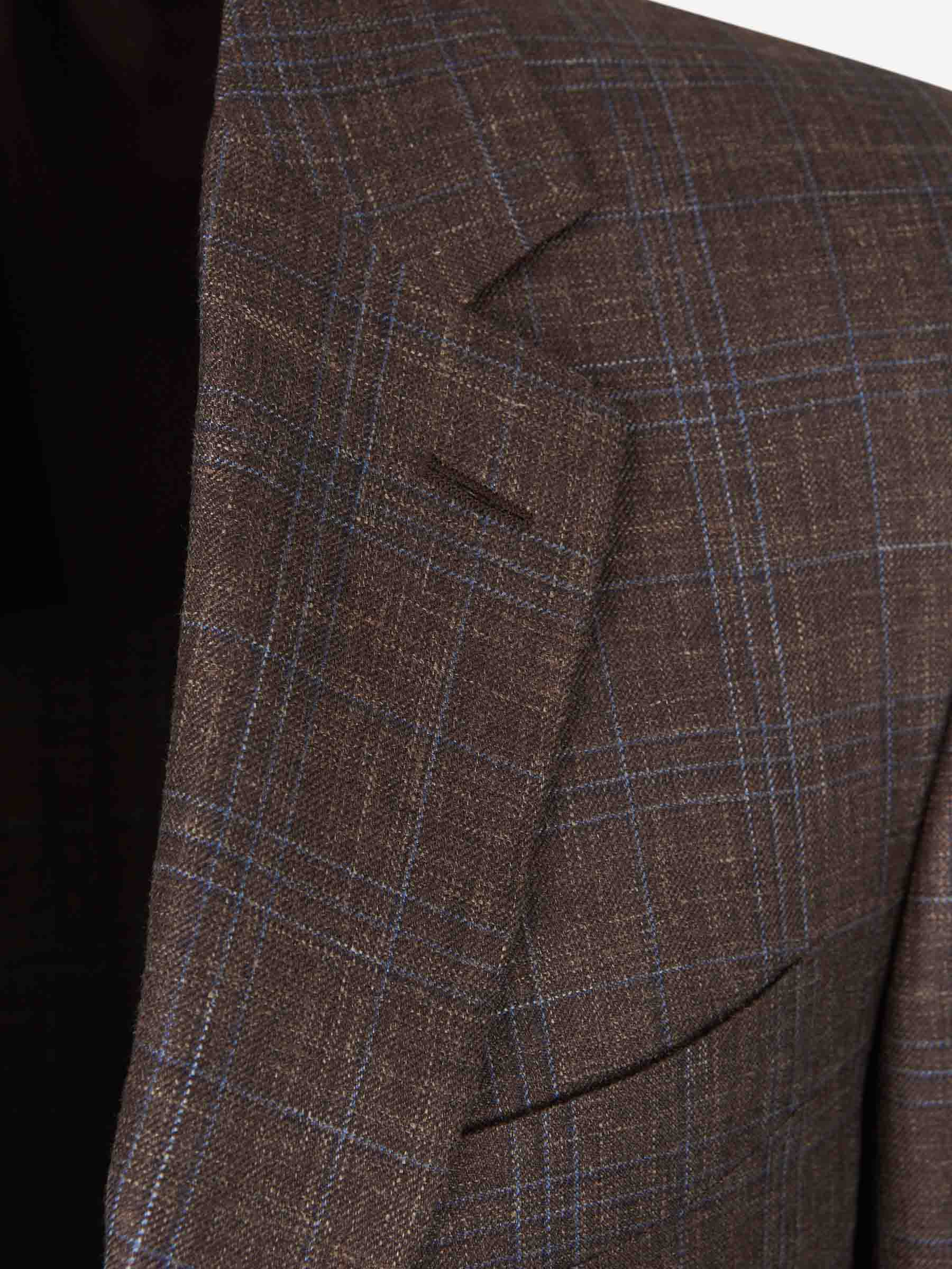 Canali Hombre Barcelona Americana Cuadros Lana color Marrón Oscuro sku 302-003550 01 - Foto 4