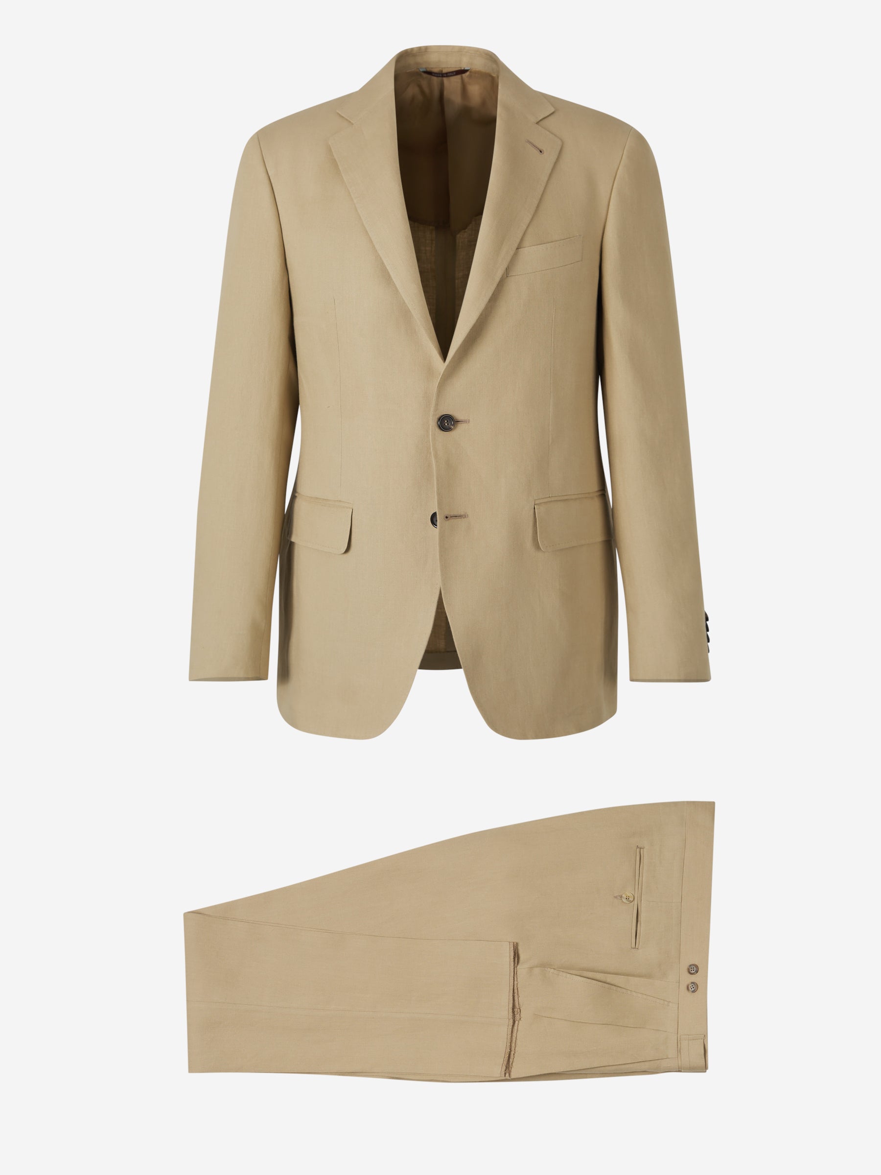 Canali Hombre Barcelona Traje Lino Liso color Beige sku 312-002857 01 - Foto 1