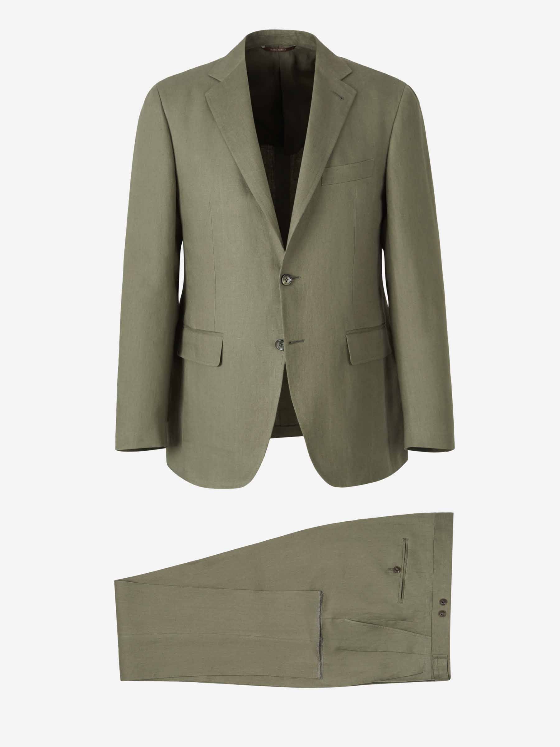 Outlet online Canali Hombre Traje Lino Liso color Verde sku 312-002857 02 - Foto 1