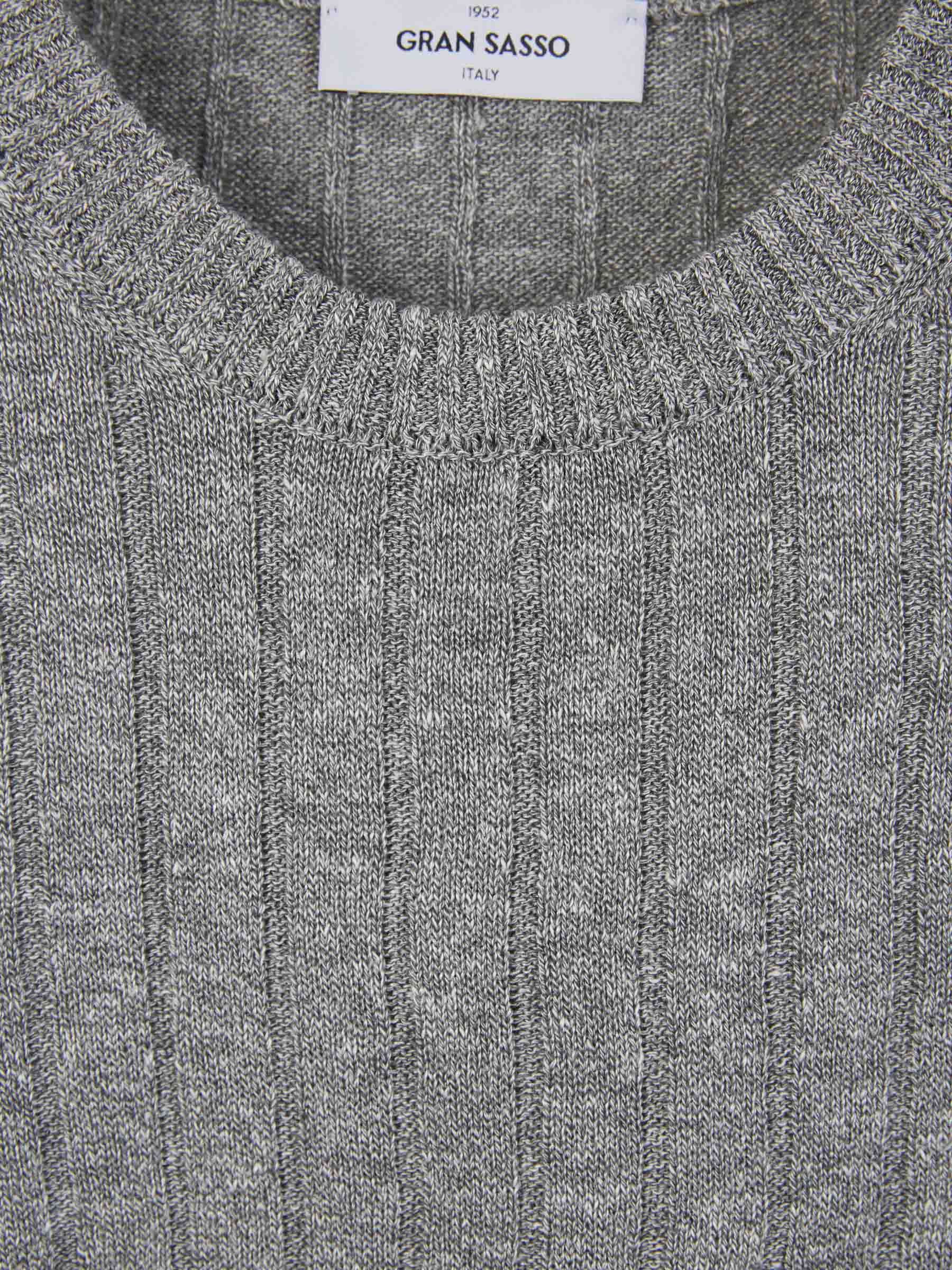 Outlet online Gran Sasso Hombre Camiseta Punto Canalé Lino color Gris Piedra sku 553-003705 01 - Foto 3