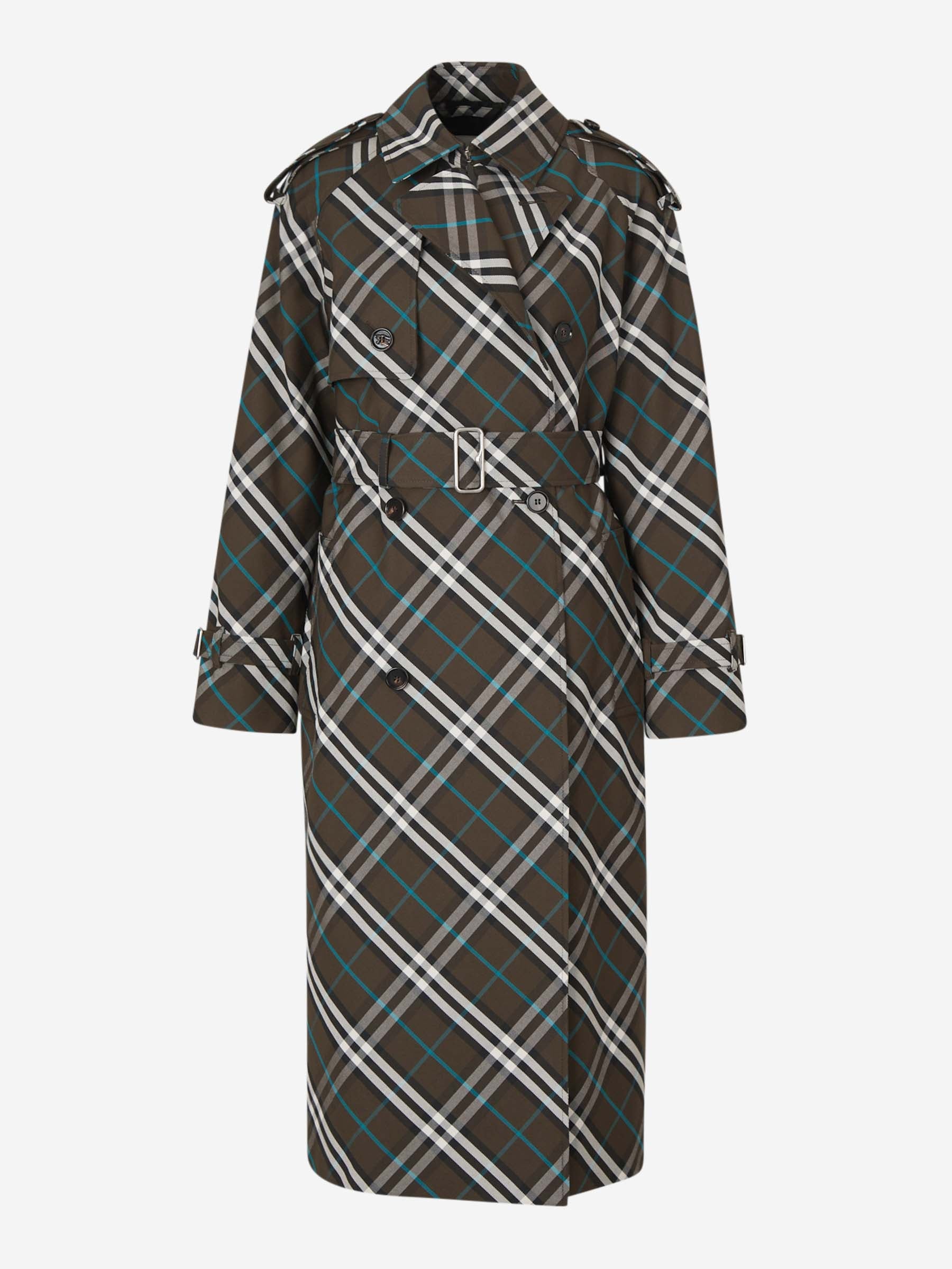 Outlet online Burberry Mujer Gabardina Motivo Cuadros color Verde Militar sku 773-000222 01 - Foto 2