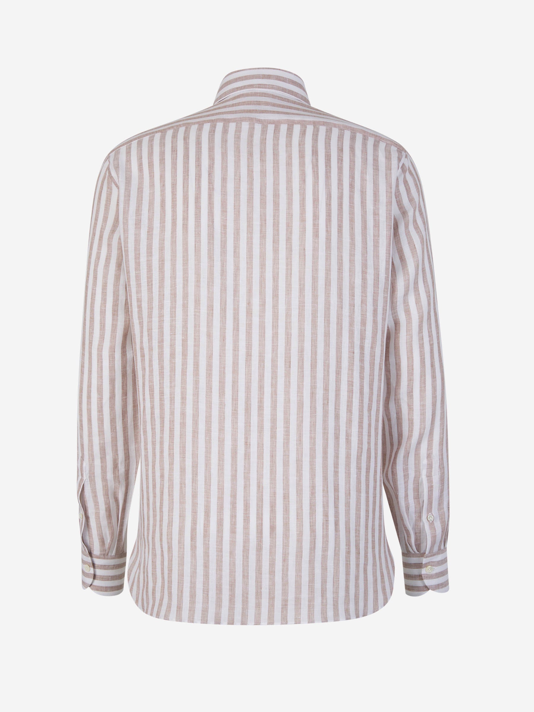 Outlet online Borrelli Hombre Camisa Motivo Rayas Lino color Terracota sku 531-006220 02 - Foto 2
