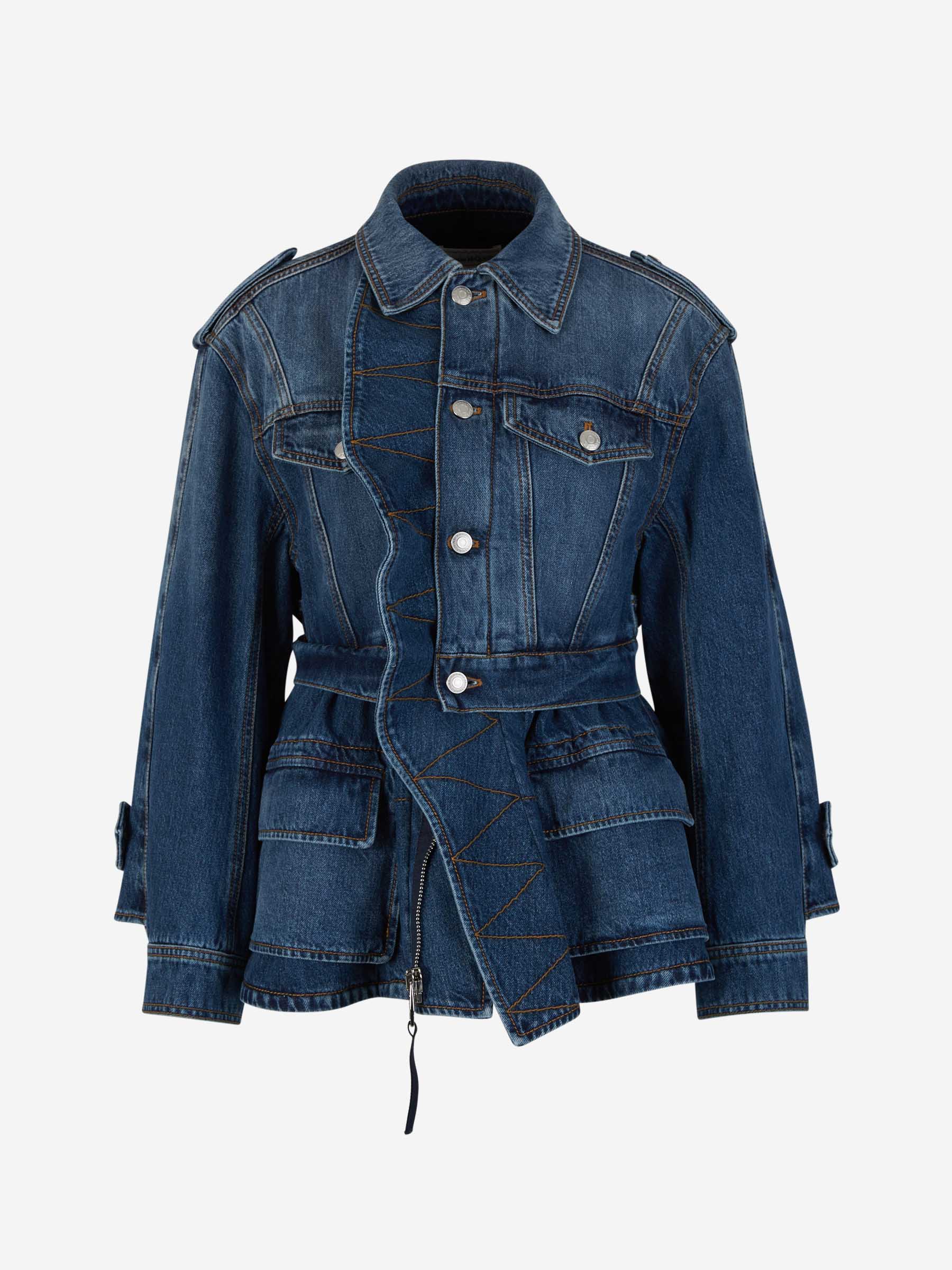Outlet online McQueen Mujer Cazadora Denim Algodón color Azul Denim sku 772-001319 01 - Foto 1