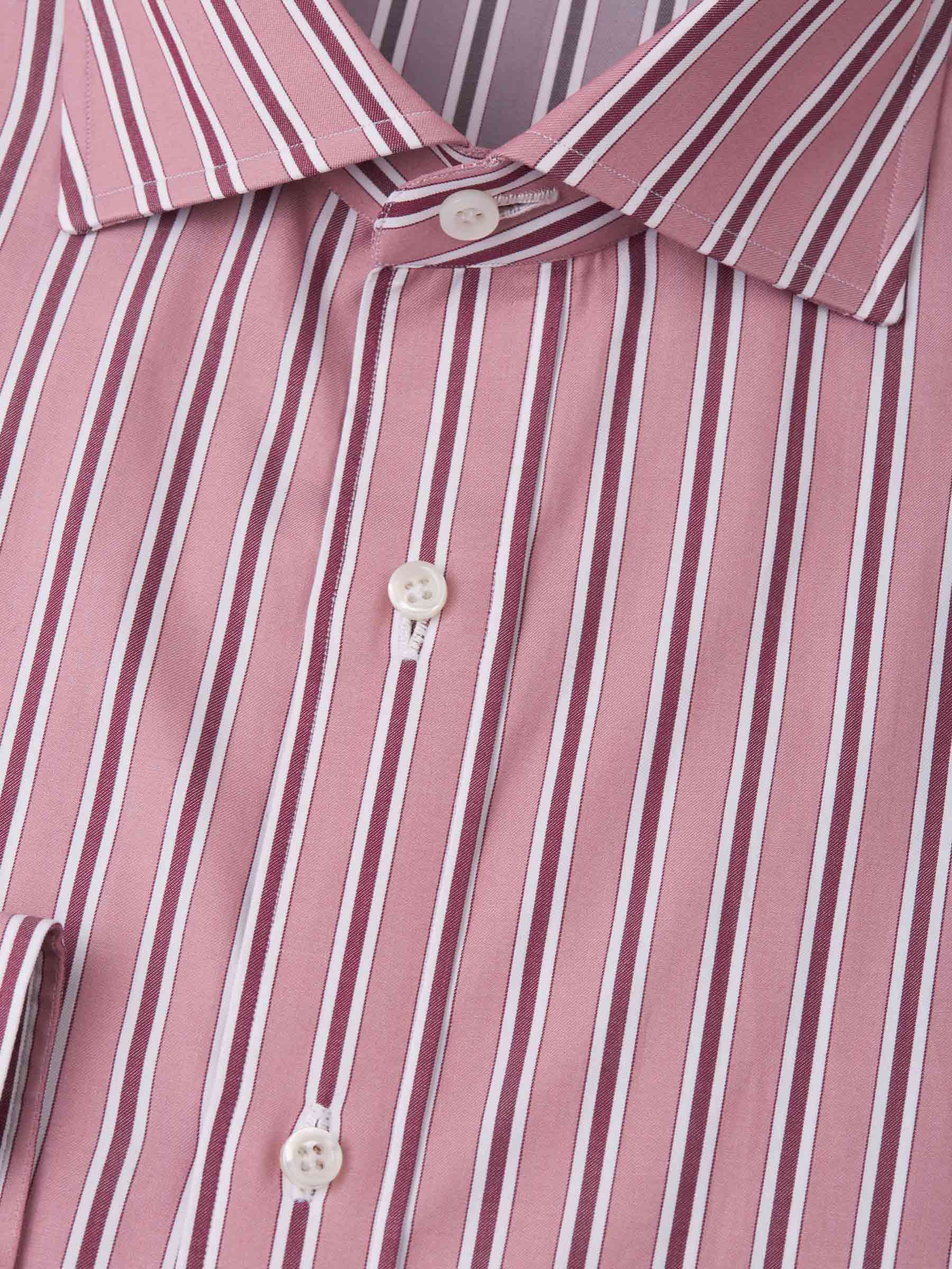 Isaia Camisa Algodón Rayas color Salmon sku 401-002909 01 - Foto 2