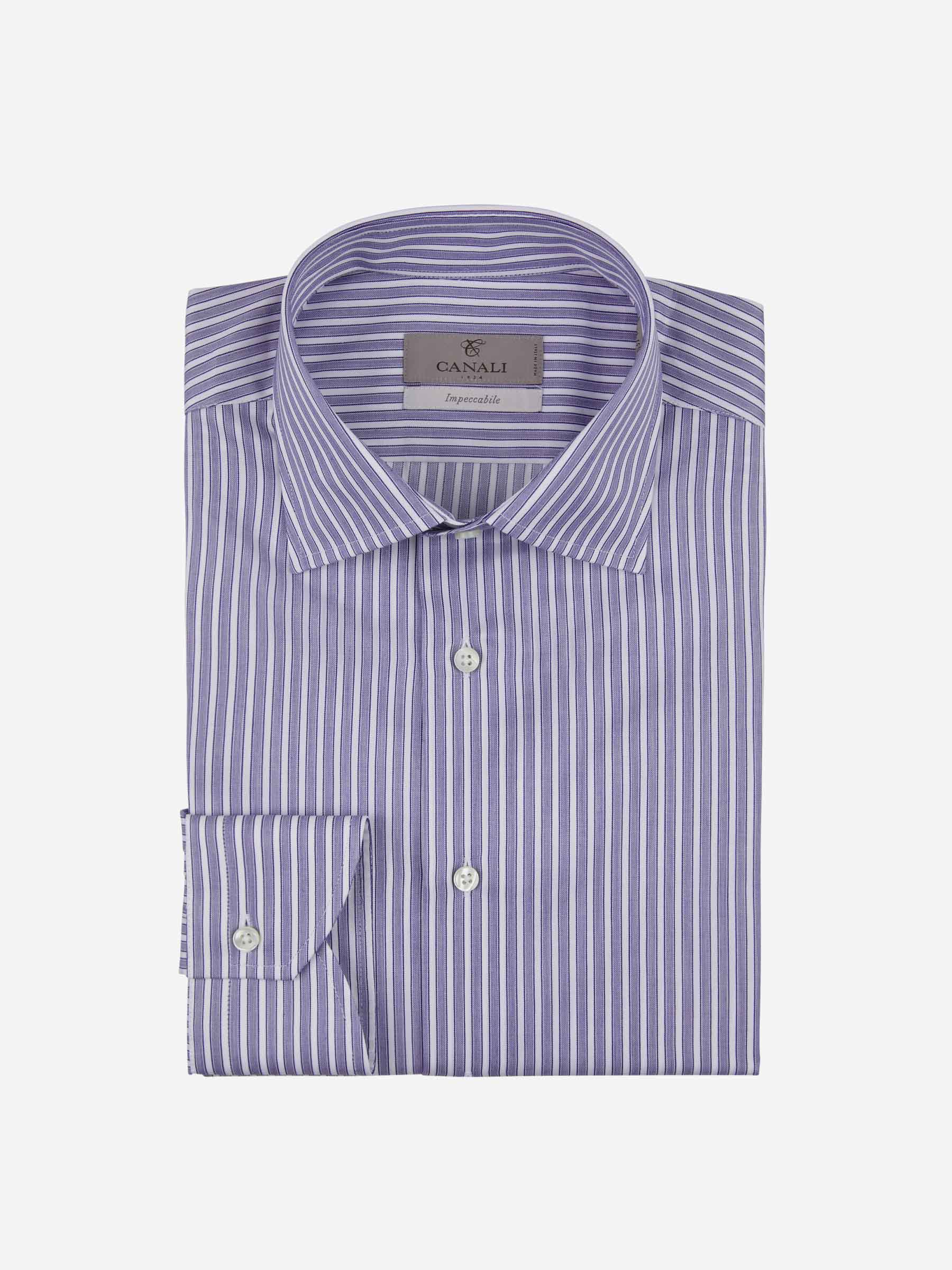 Outlet online Canali Hombre Camisa Motivo Rayas color Lila sku 401-003055 02 - Foto 5