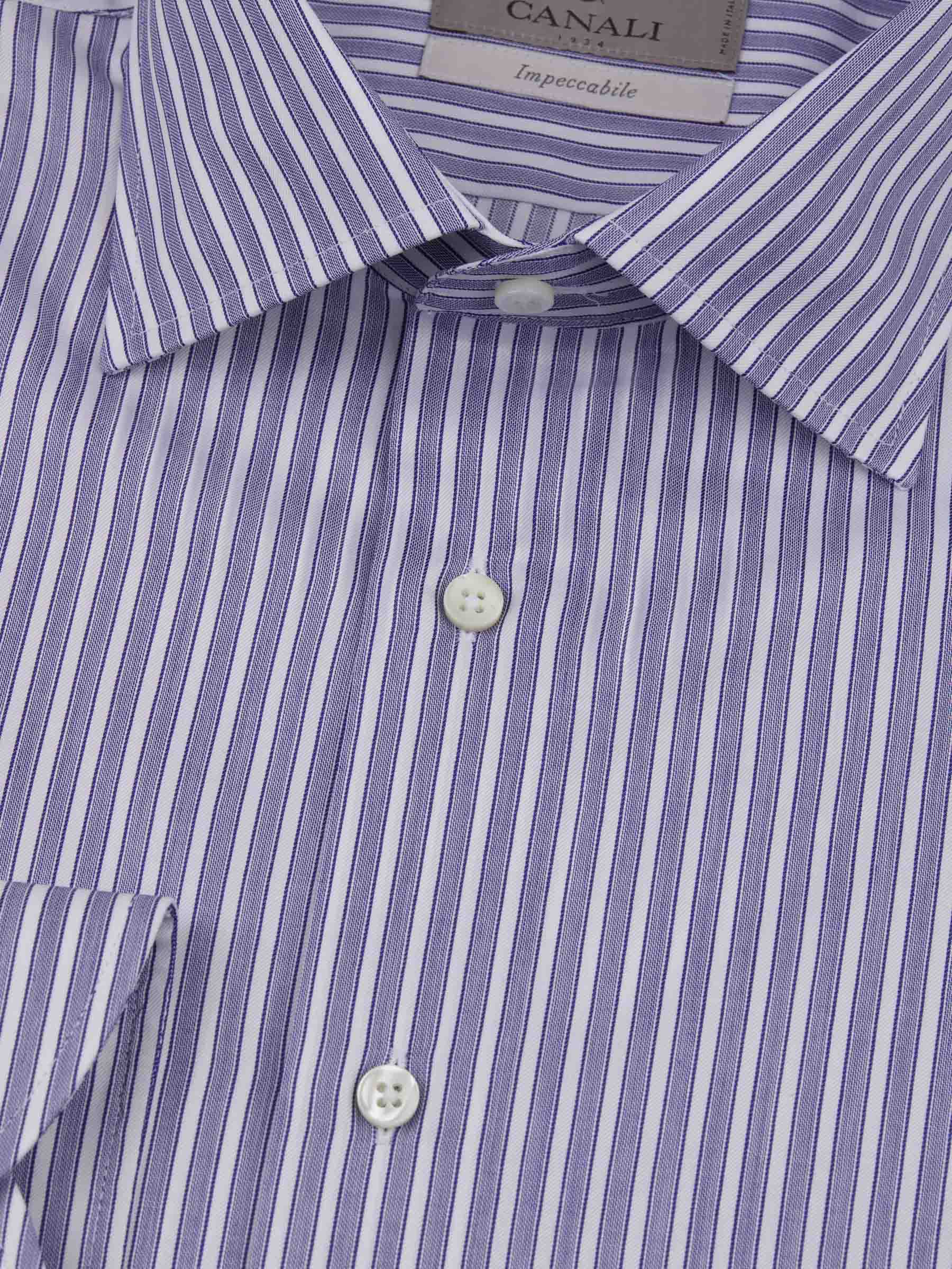 Outlet online Canali Hombre Camisa Motivo Rayas color Lila sku 401-003055 02 - Foto 6