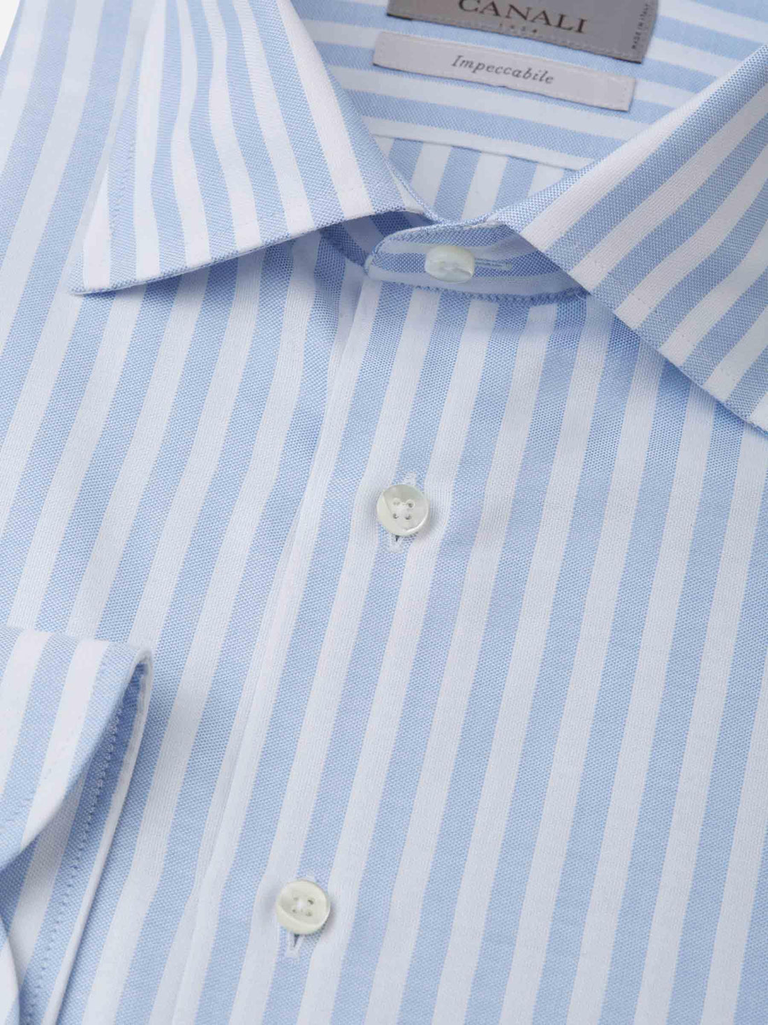 Canali Camisa Motivo Rayas color Azul Celeste sku 401-003056 01 - Foto 2