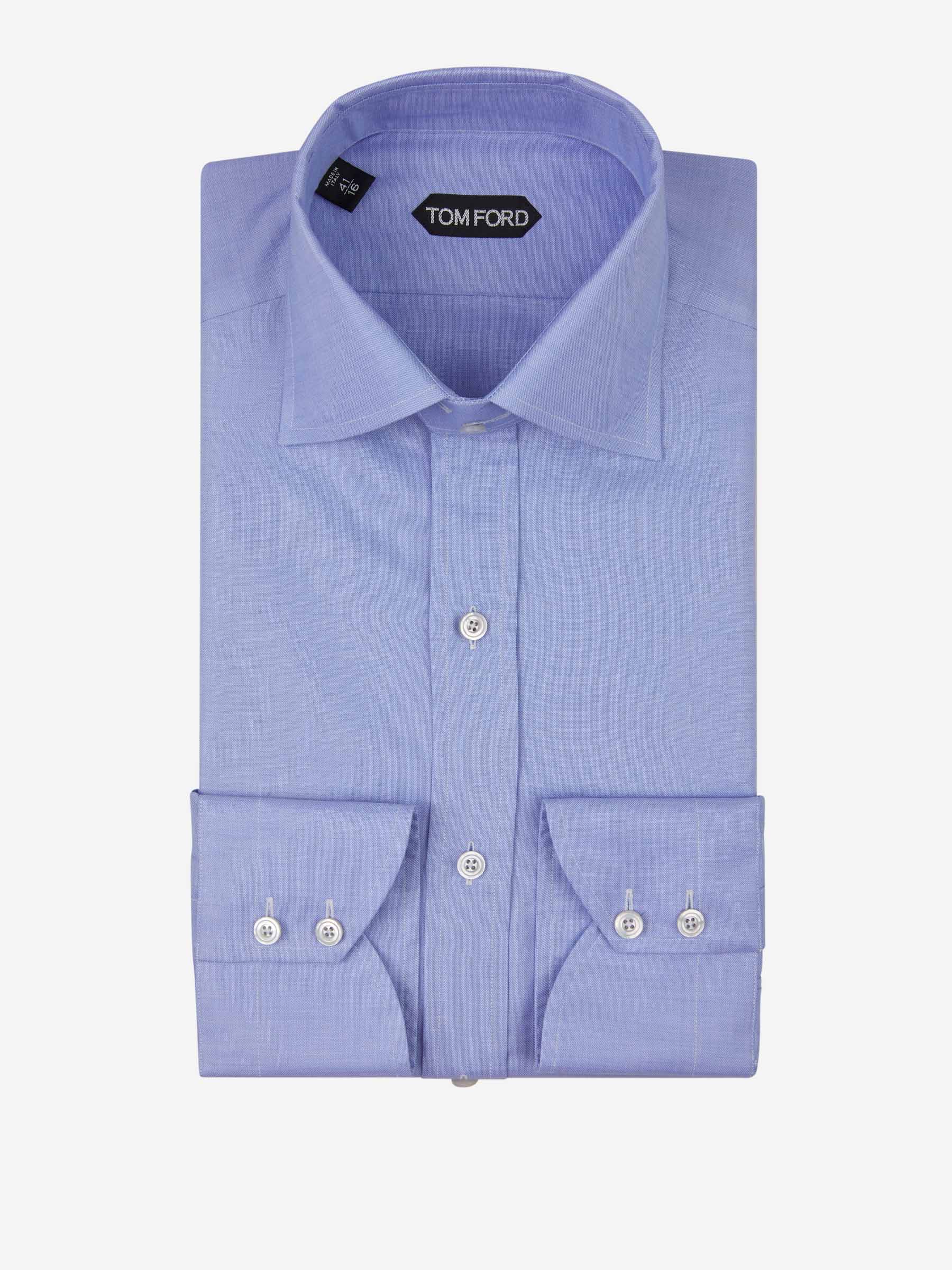 Outlet online Tom Ford Hombre Camisa Lisa Algodón color Azul Cielo sku 401-003065 02 - Foto 1