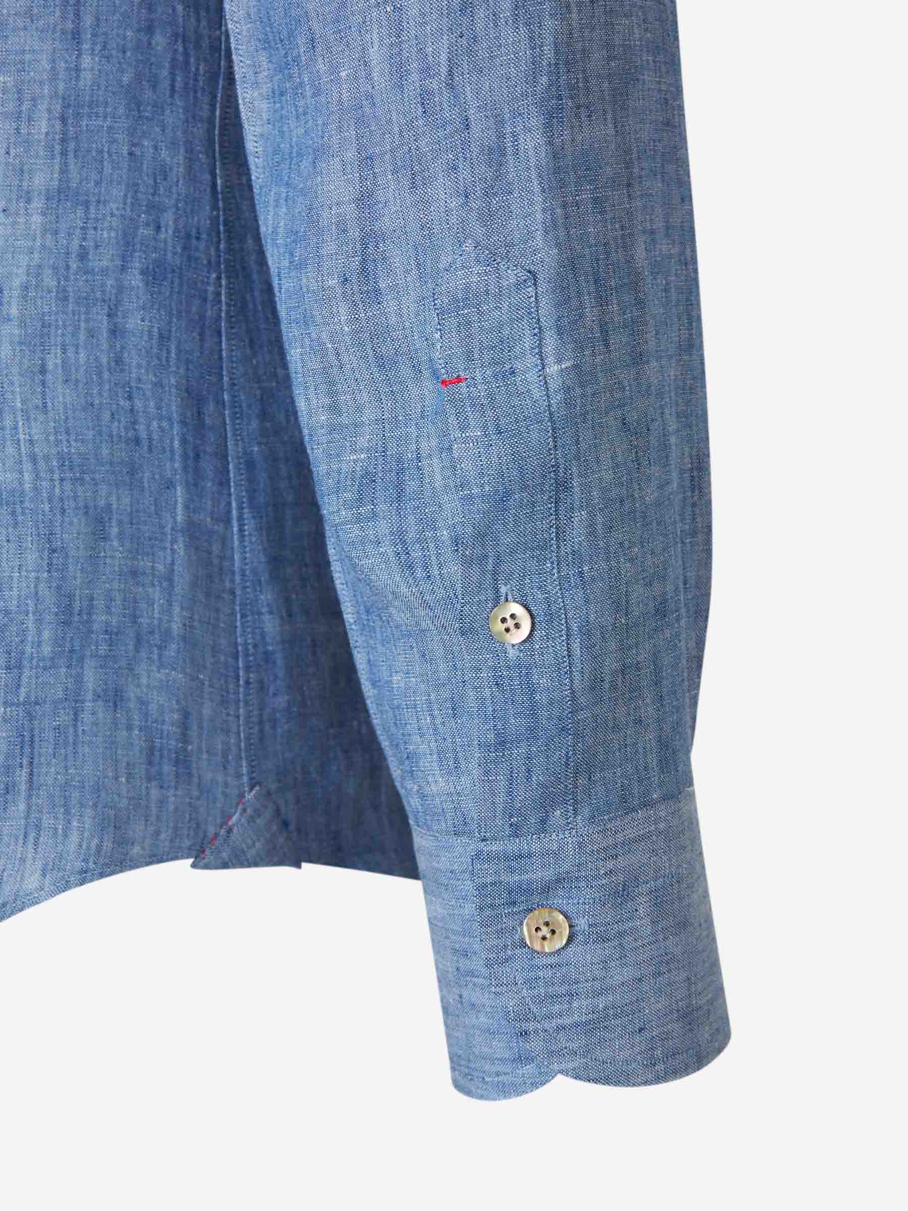 Outlet online Santa Eulalia Hombre Camisa Bolsillo Lino color Azul sku 531-006247 03 - Foto 4