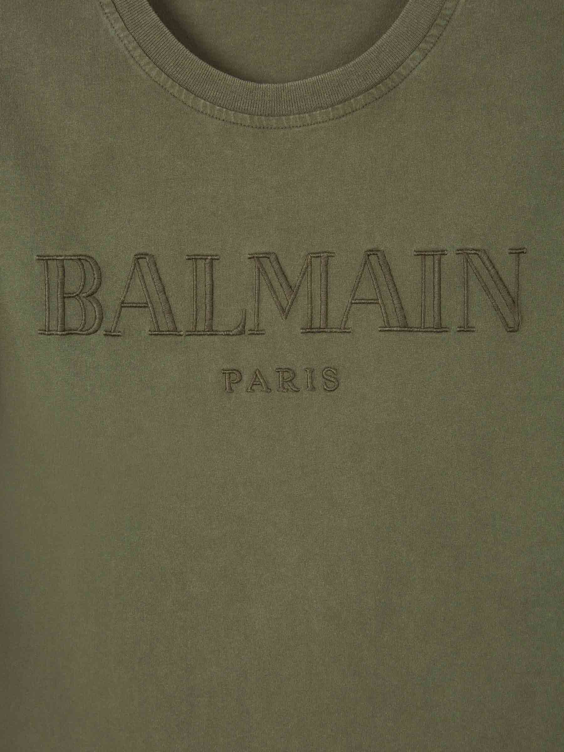 Balmain Camiseta Logo Algodón color Verde Militar sku 553-003669 00 - Foto 3