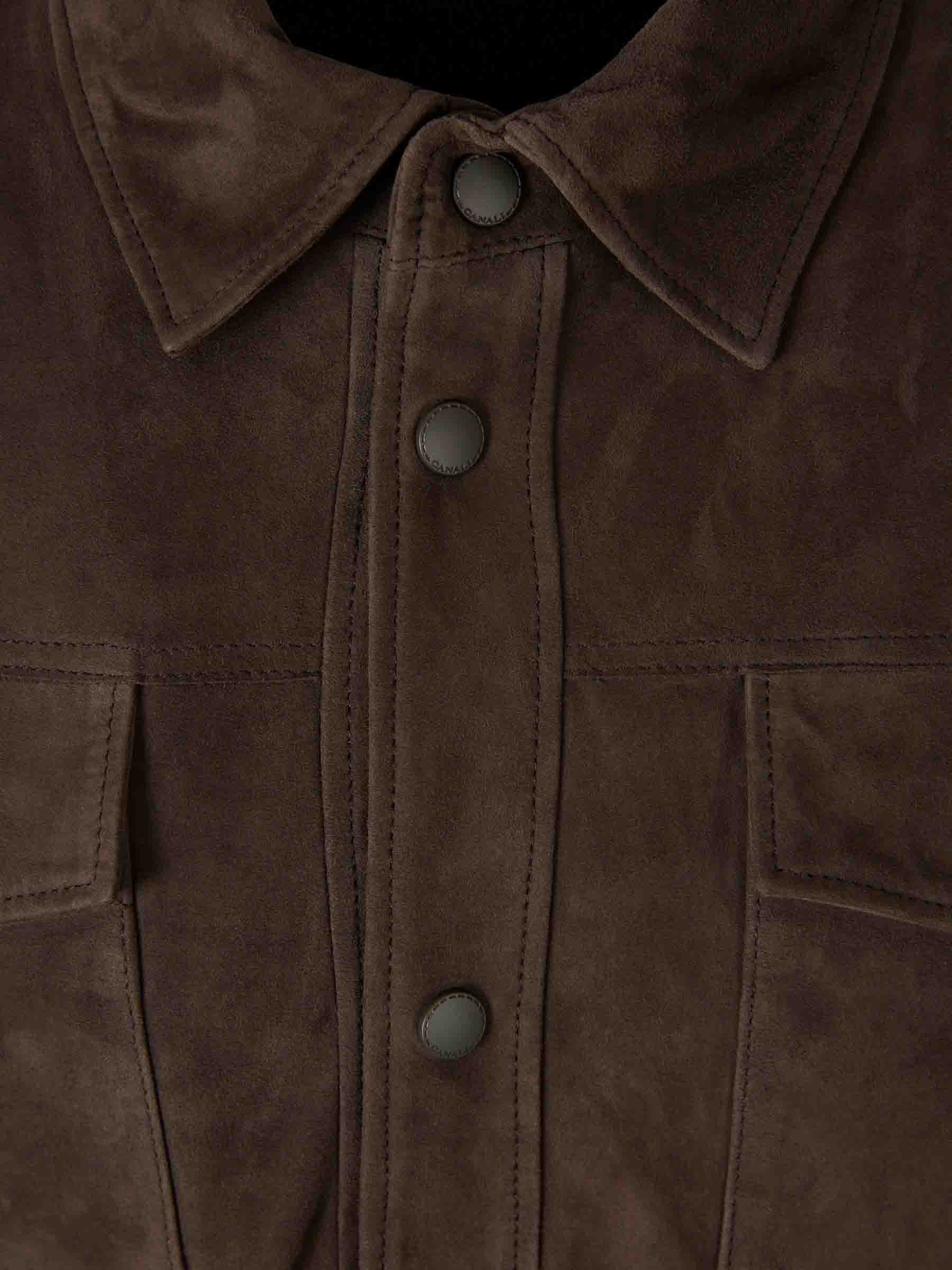 Outlet online Canali Hombre Chaqueta Piel Ante color Marrón Oscuro sku 501-000264 00 - Foto 3
