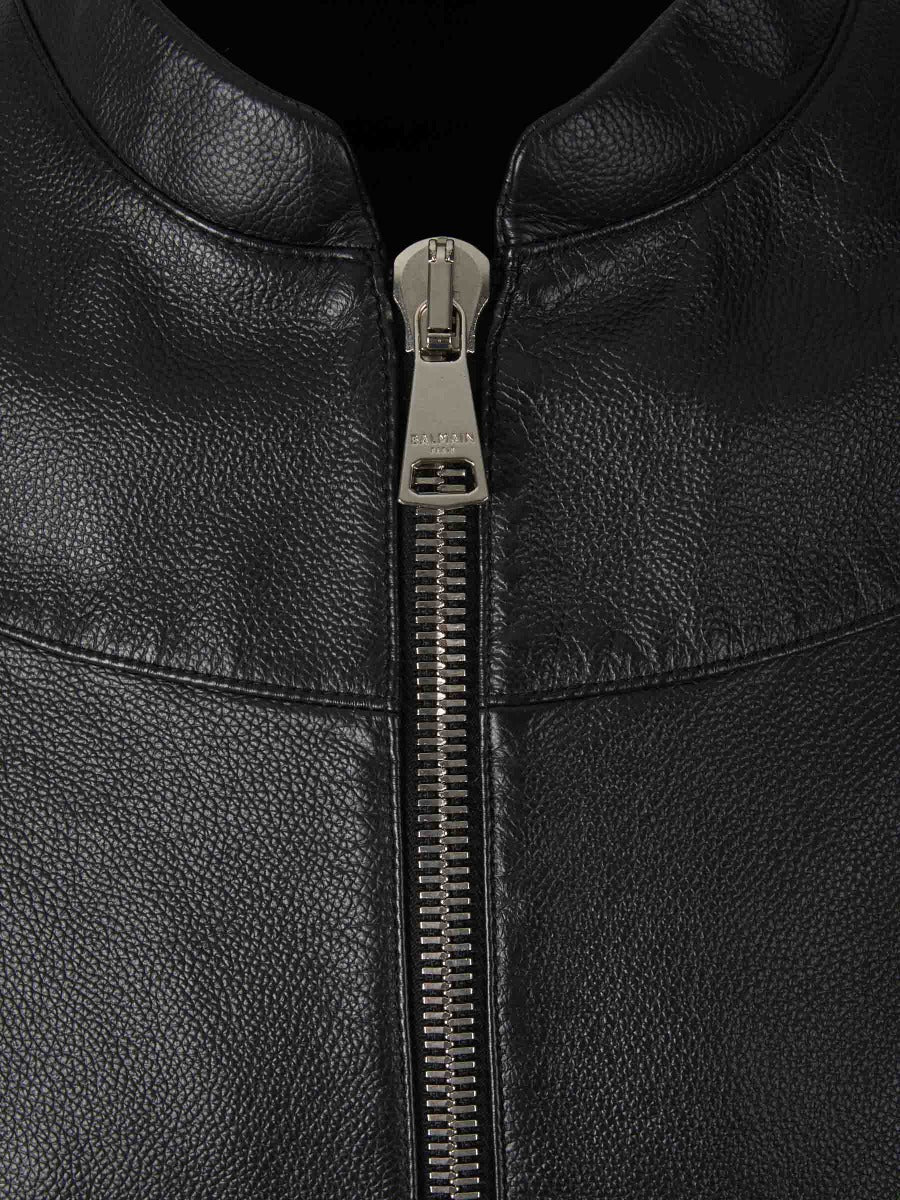 Outlet online Balmain Hombre Chaqueta Bomber Piel color Negro sku 511-000581 01 - Foto 3