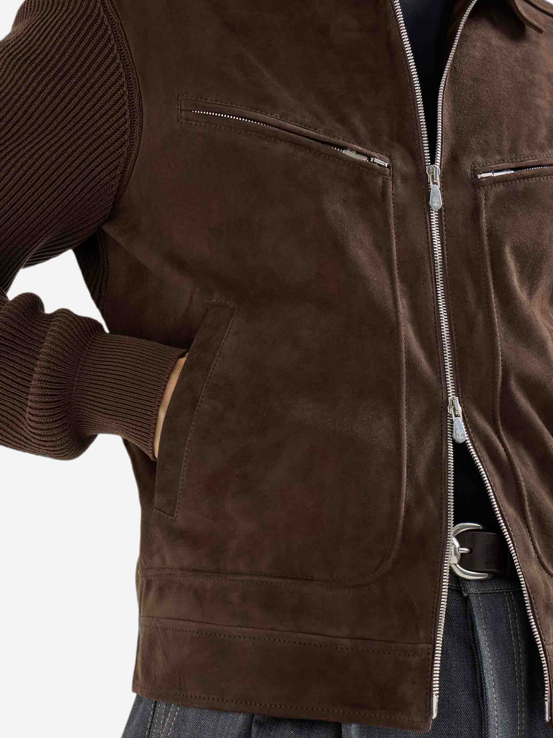 Outlet online Brunello Cucinelli Hombre Chaqueta Piel Ante color Marrón Oscuro sku 511-000643 01 - Foto 4