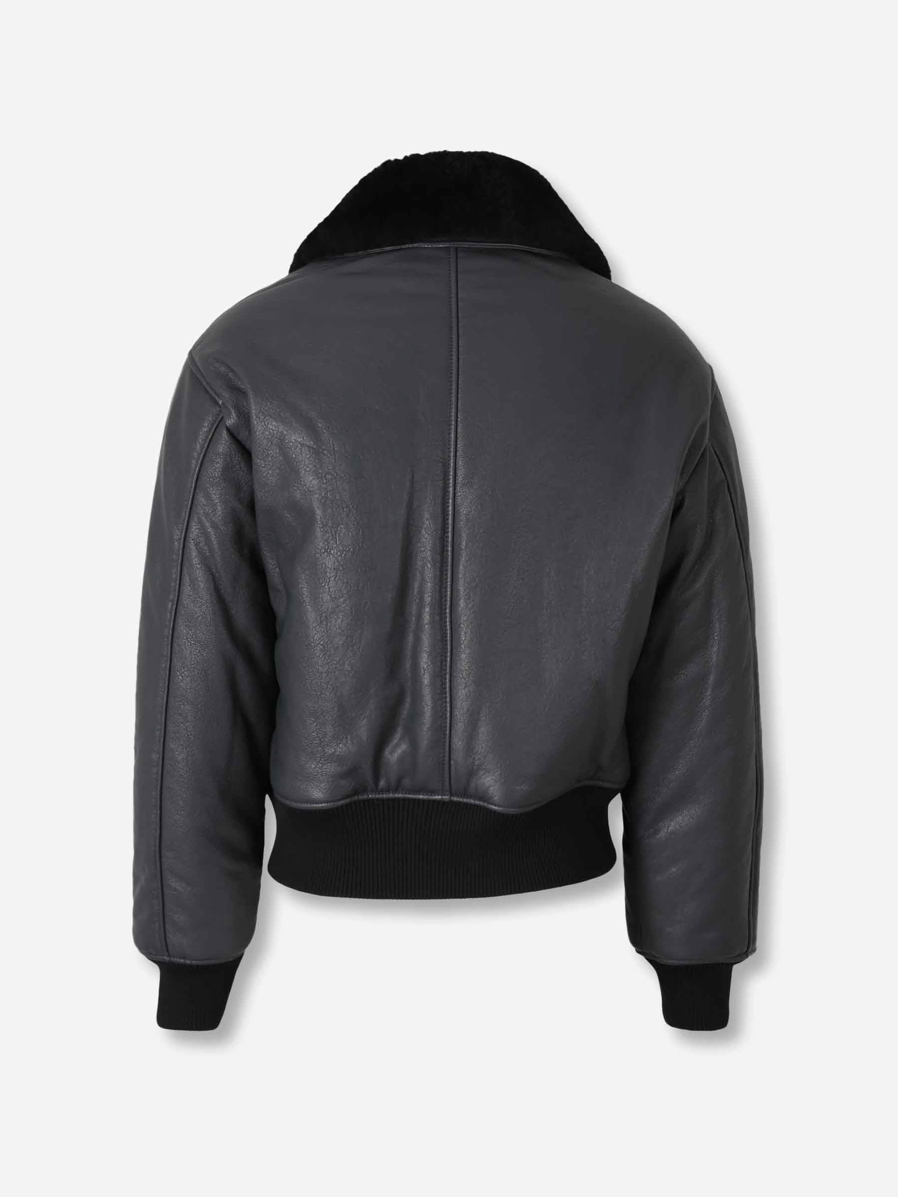 Outlet online Ami Paris Hombre Chaqueta Piel Bomber color Negro sku 512-002637 01 - Foto 2