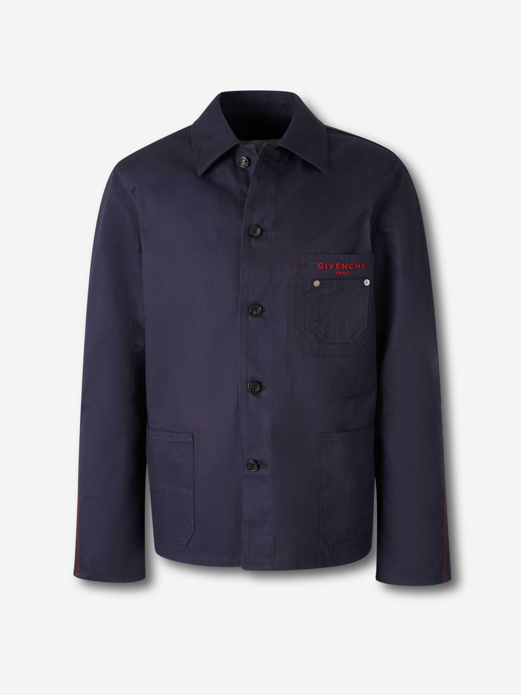 Outlet online Givenchy Hombre Sobrecamisa Logo Algodón color Azul Noche sku 512-002756 02 - Foto 1
