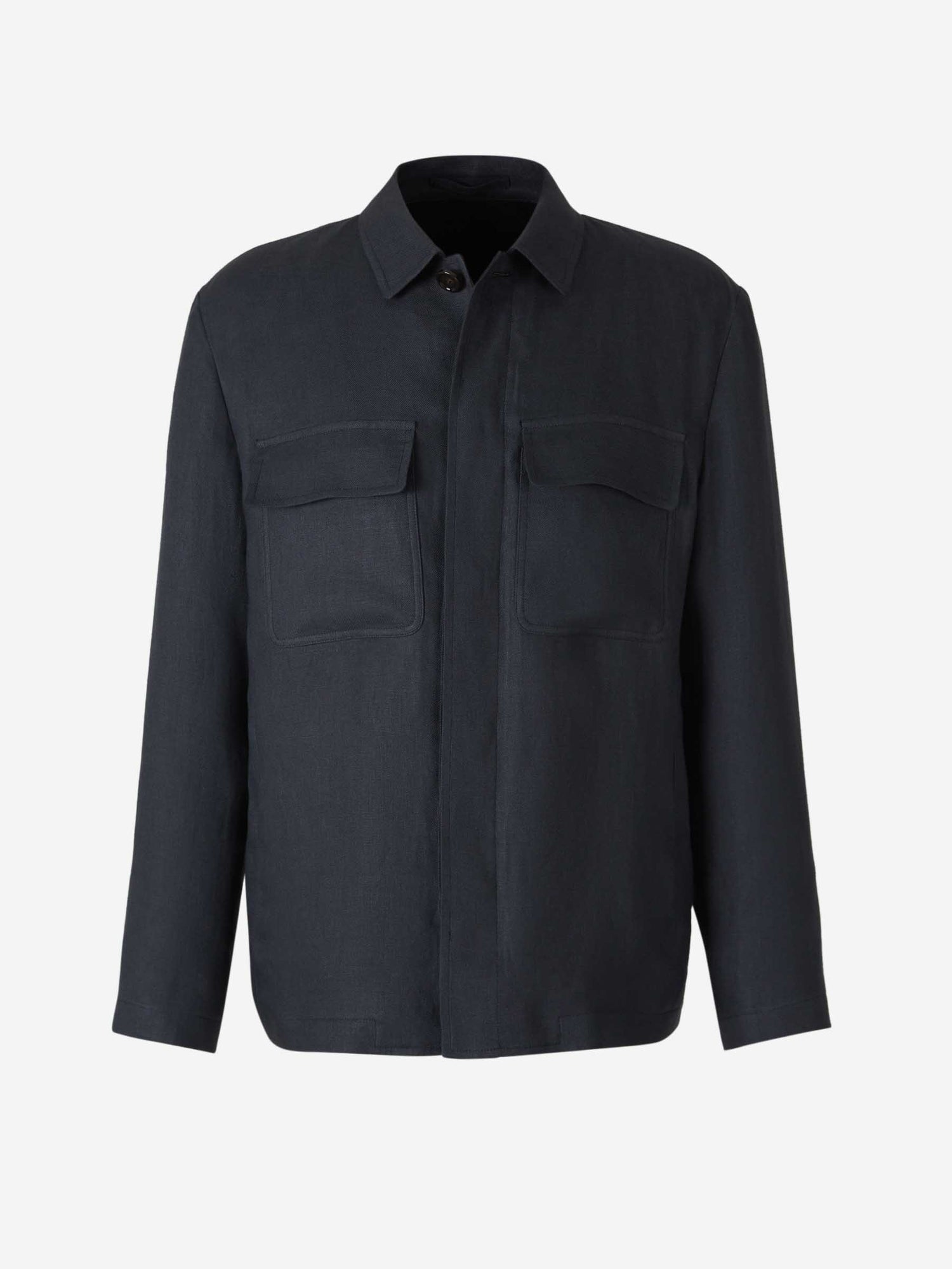 Lardini Hombre Barcelona Sobrecamisa Bolsillos Lino color Azul Marino sku 513-000022 02 - Foto 1