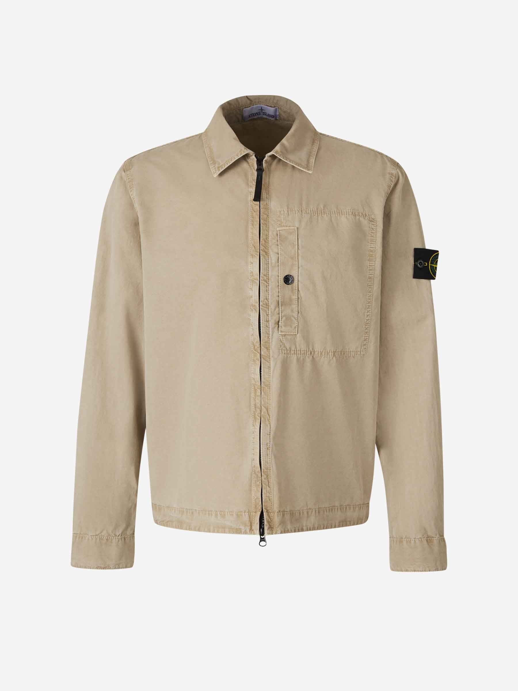 Outlet online Stone Island Hombre Sobrecamisa Algodón Cremallera color Camel sku 513-000041 02 - Foto 1