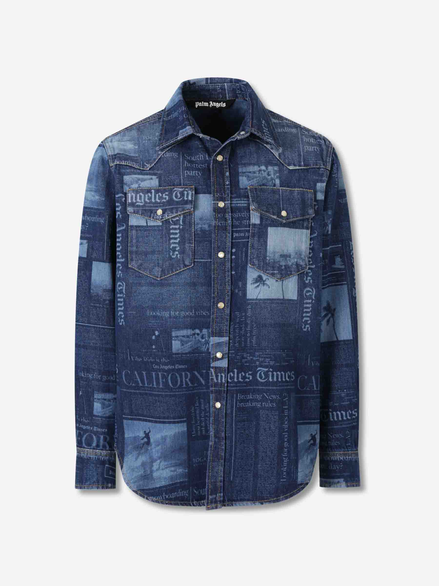 Outlet online Palm Angels Hombre Chaqueta Denim Estampada color Azul Denim sku 513-000081 01 - Foto 1
