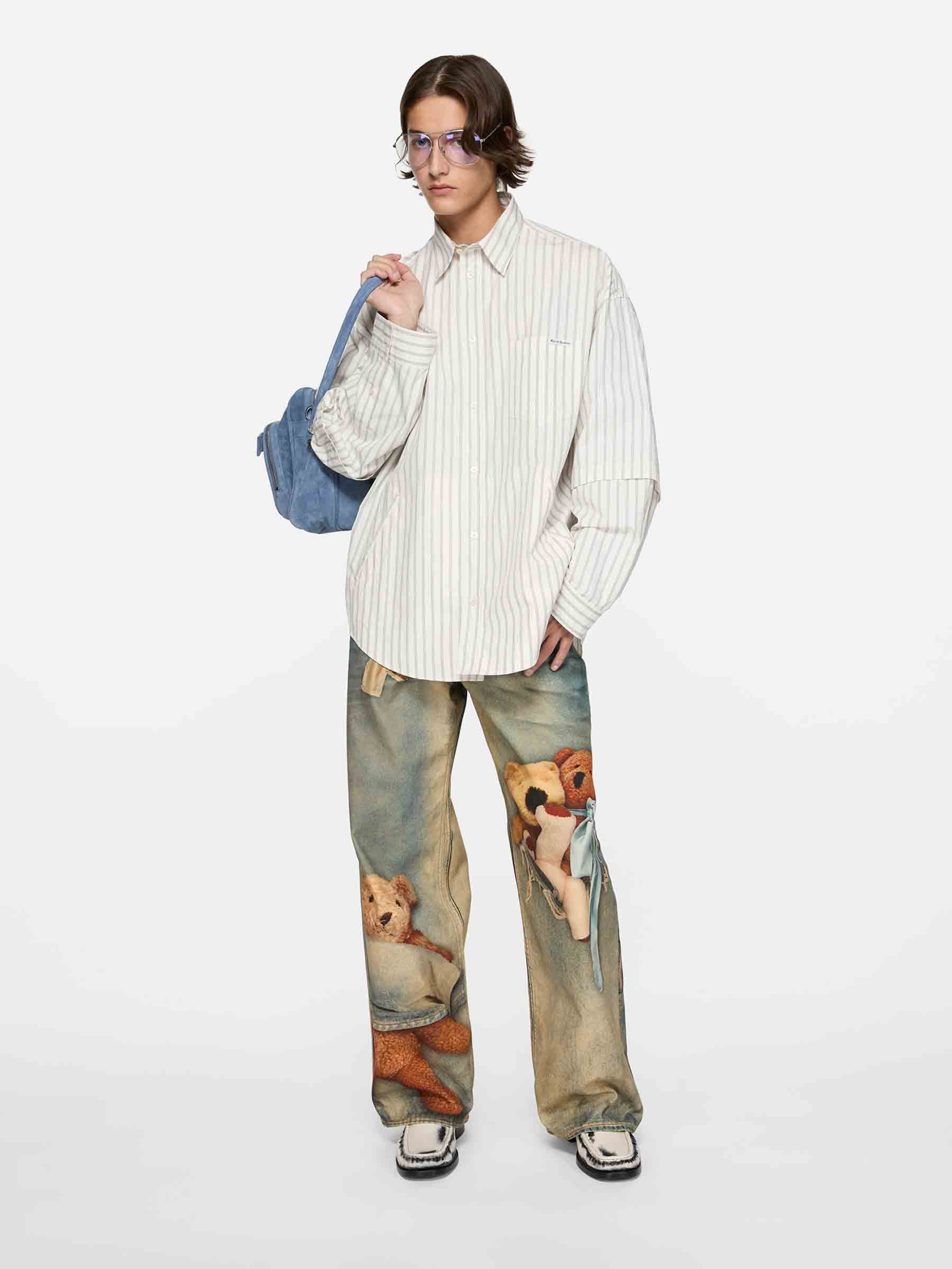 Outlet online Acne Studios Hombre Camisa Listada Casual color Blanco sku 513-000118 01 - Foto 1