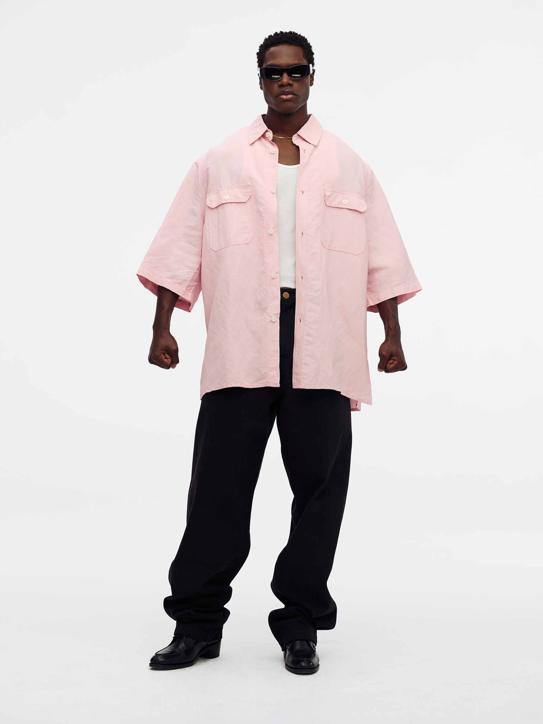 Willy Chavarria Hombre Barcelona Camisa Manga Corta color Rosa Chicle sku 513-000153 01 - Foto 2