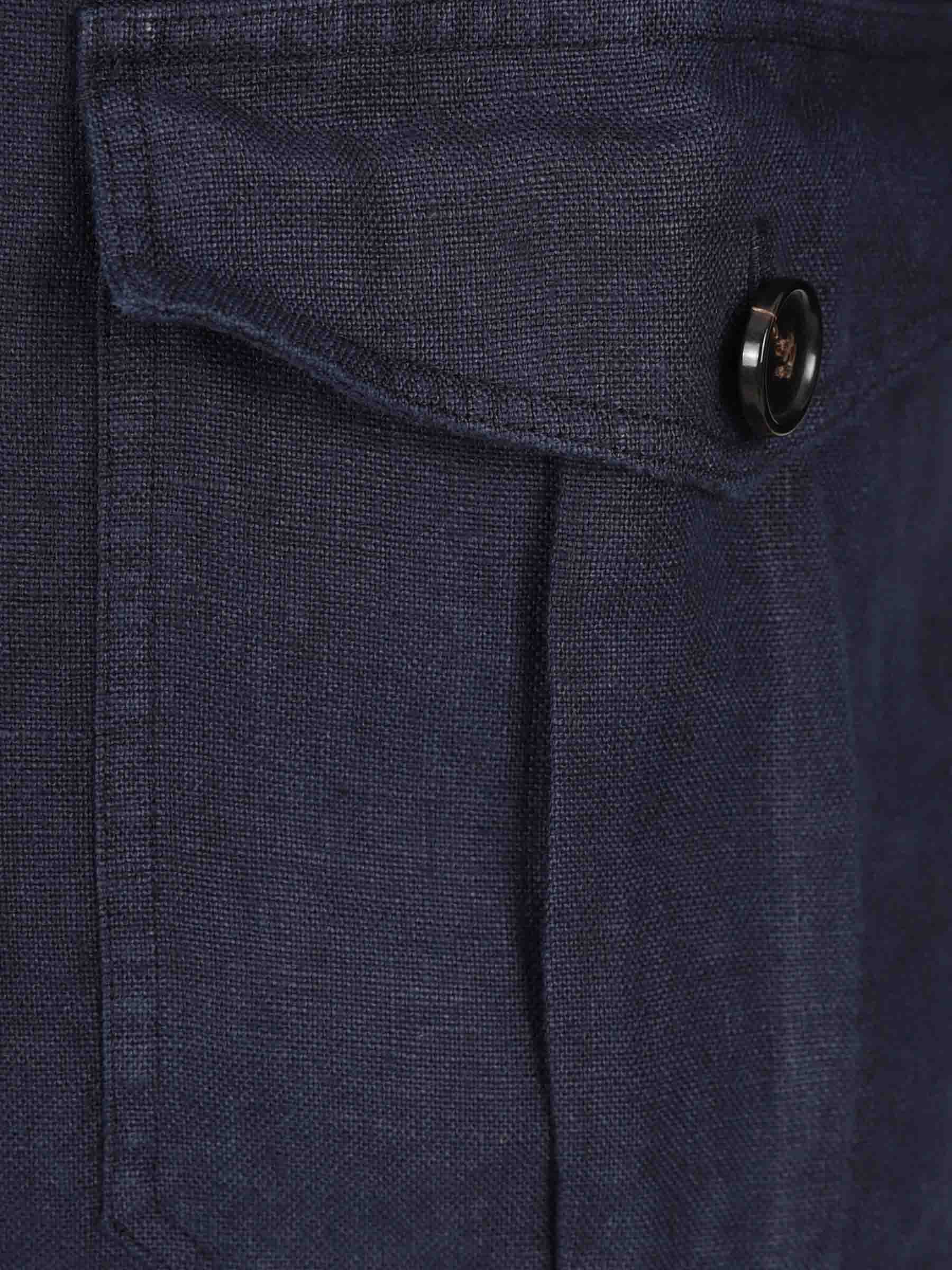 Outlet online Vincenzo di Ruggiero Hombre Camisa Lisa Lino color Azul Marino sku 513-000164 01 - Foto 4