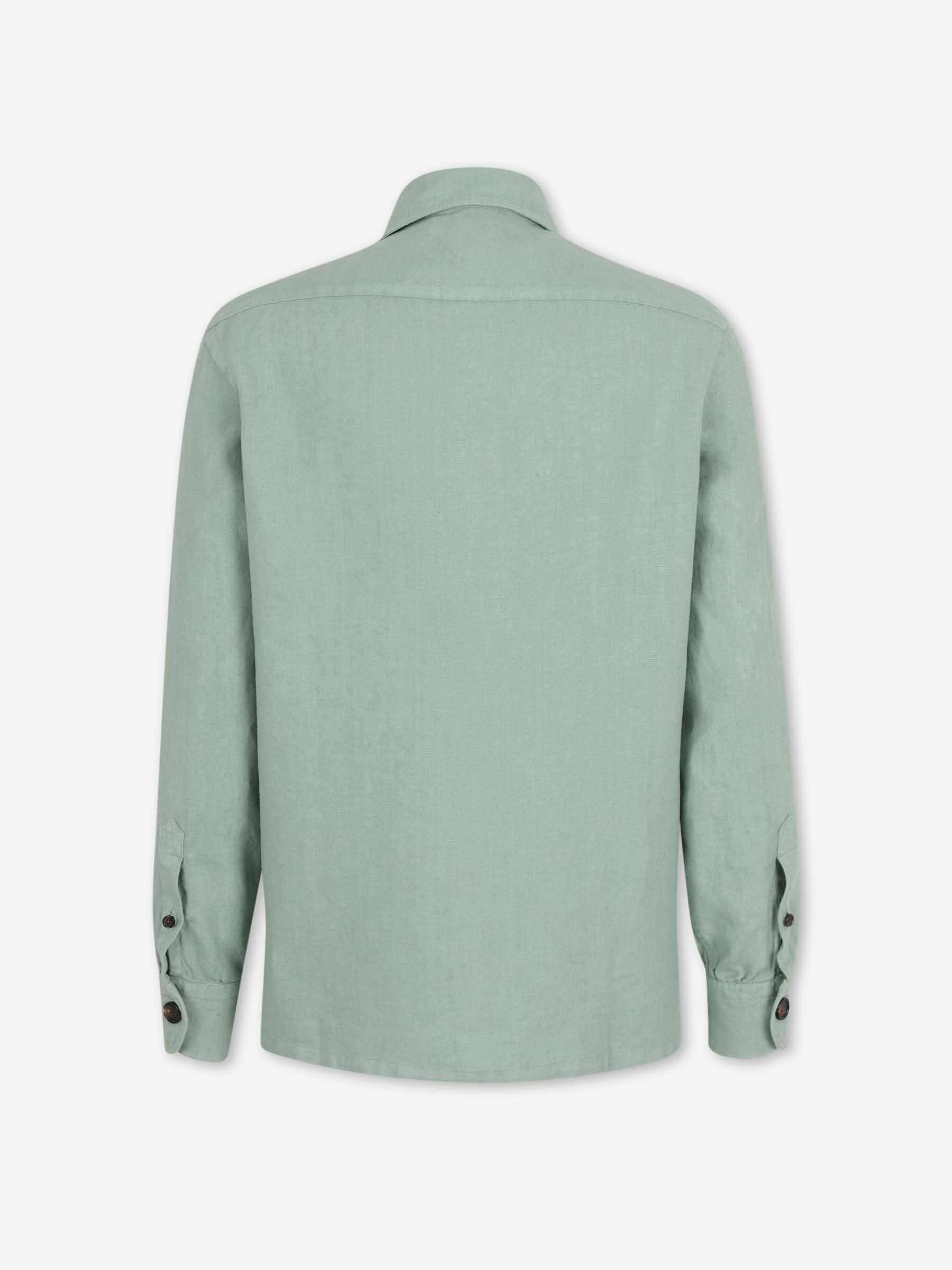 Outlet online Vincenzo di Ruggiero Hombre Camisa Lisa Lino color Verde sku 513-000164 03 - Foto 2