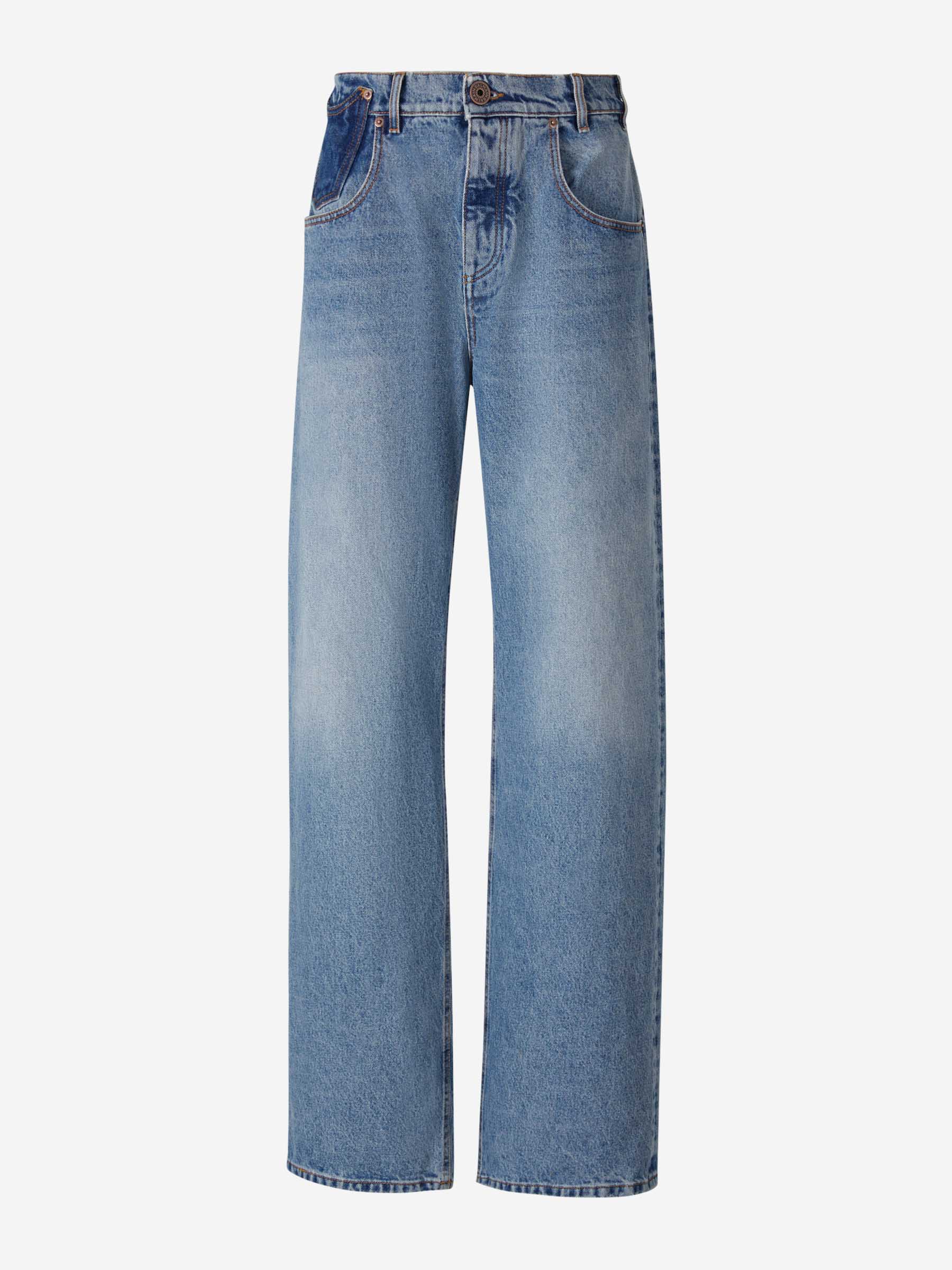 Outlet online Balmain Hombre Jeans Wide Leg Algodón color Azul Denim sku 522-002457 01 - Foto 1