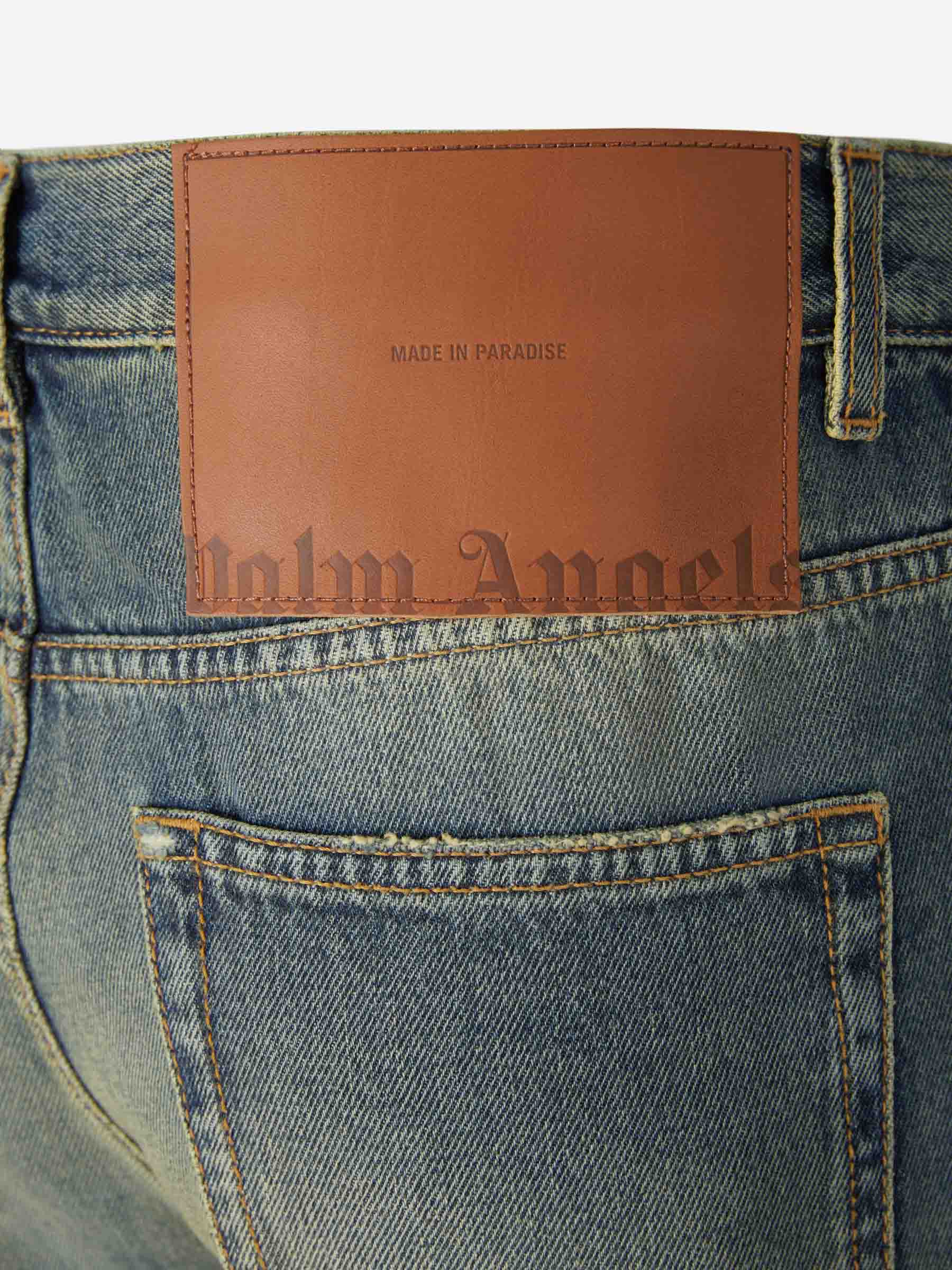 Outlet online Palm Angels Hombre Jeans Wide Leg Parche color Azul Denim sku 522-002473 01 - Foto 5