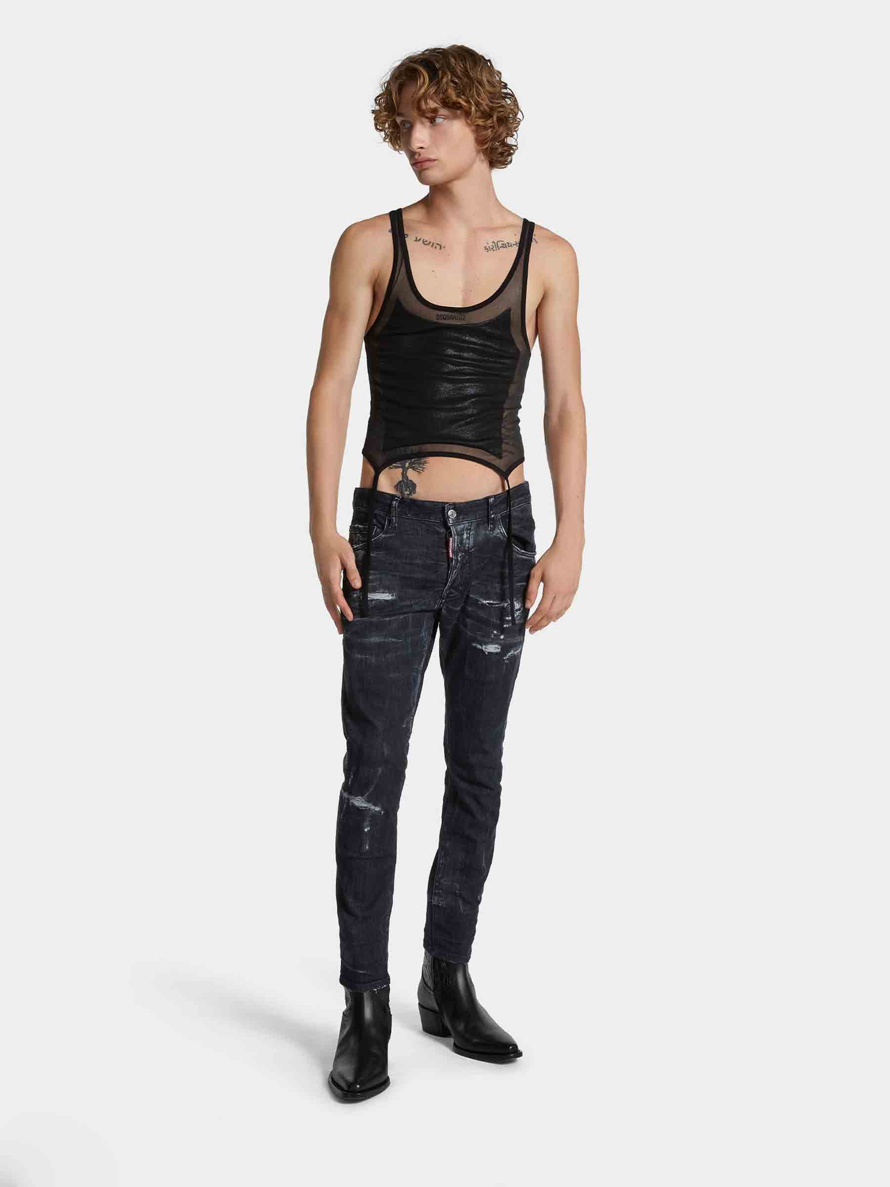 Outlet online Dsquared2 Hombre Jeans Slim Skater color Negro sku 522-002804 01 - Foto 2