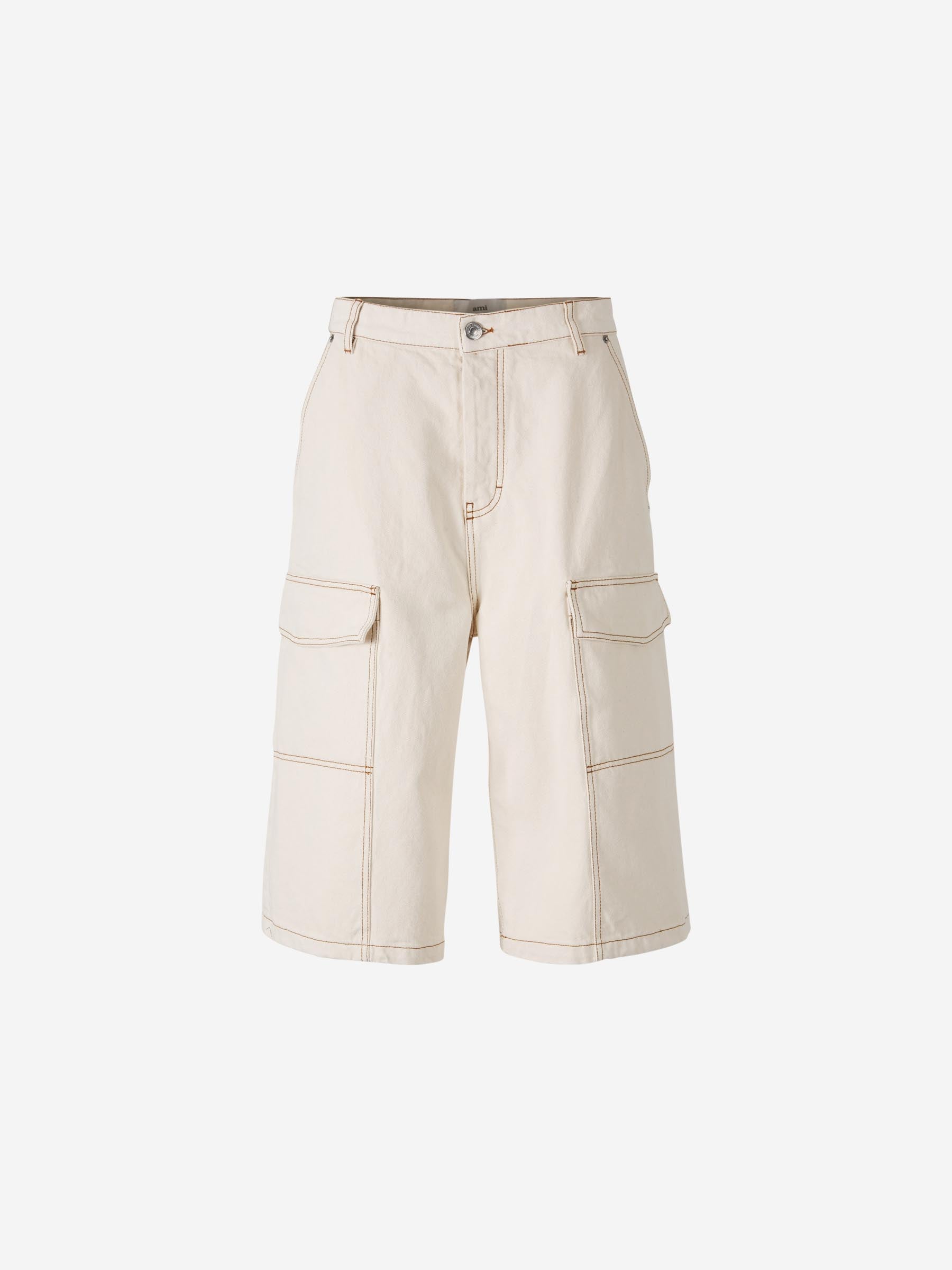Outlet online Ami Paris Hombre Bermudas Cargo Denim color Crema sku 523-001118 01 - Foto 1
